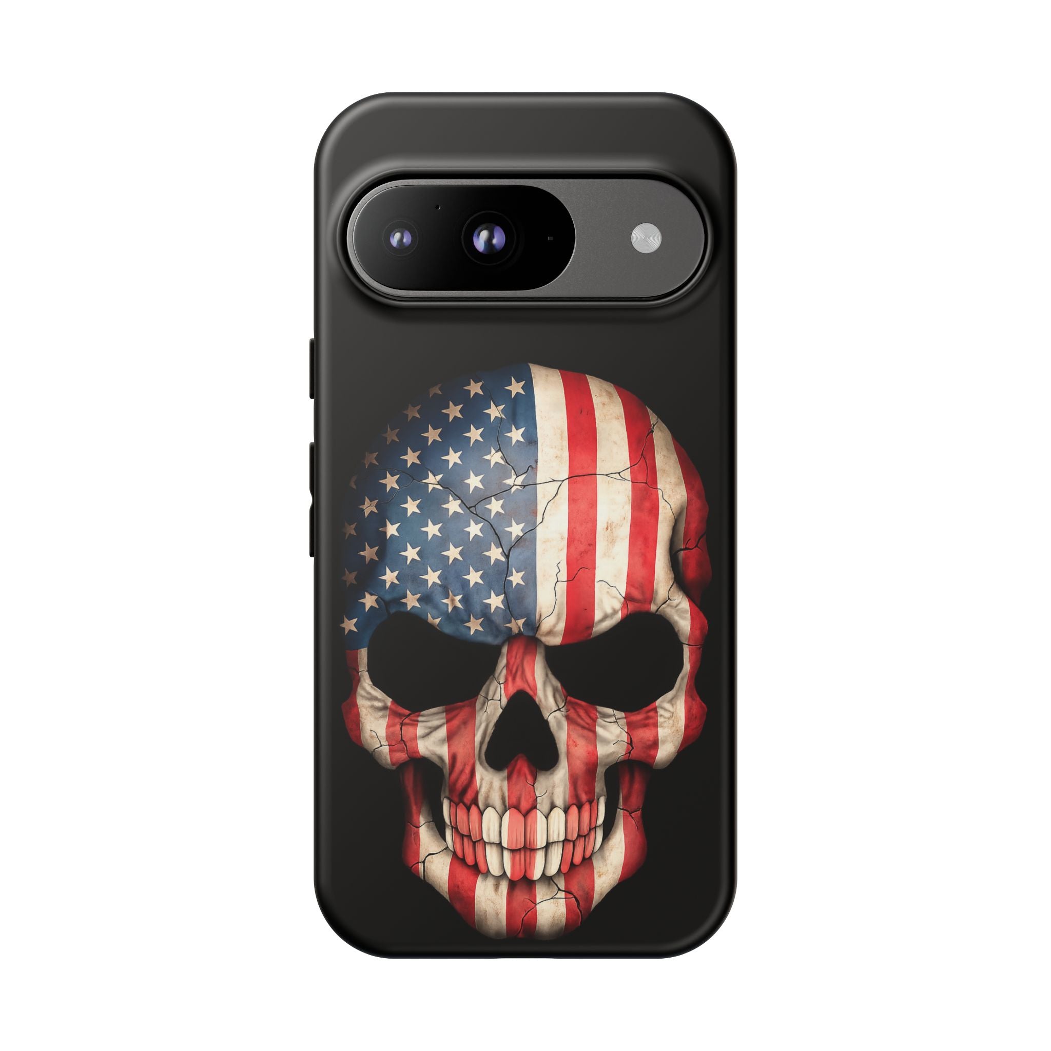 American Flag Skull Phone Case - Patriotic Tough Protective Cover