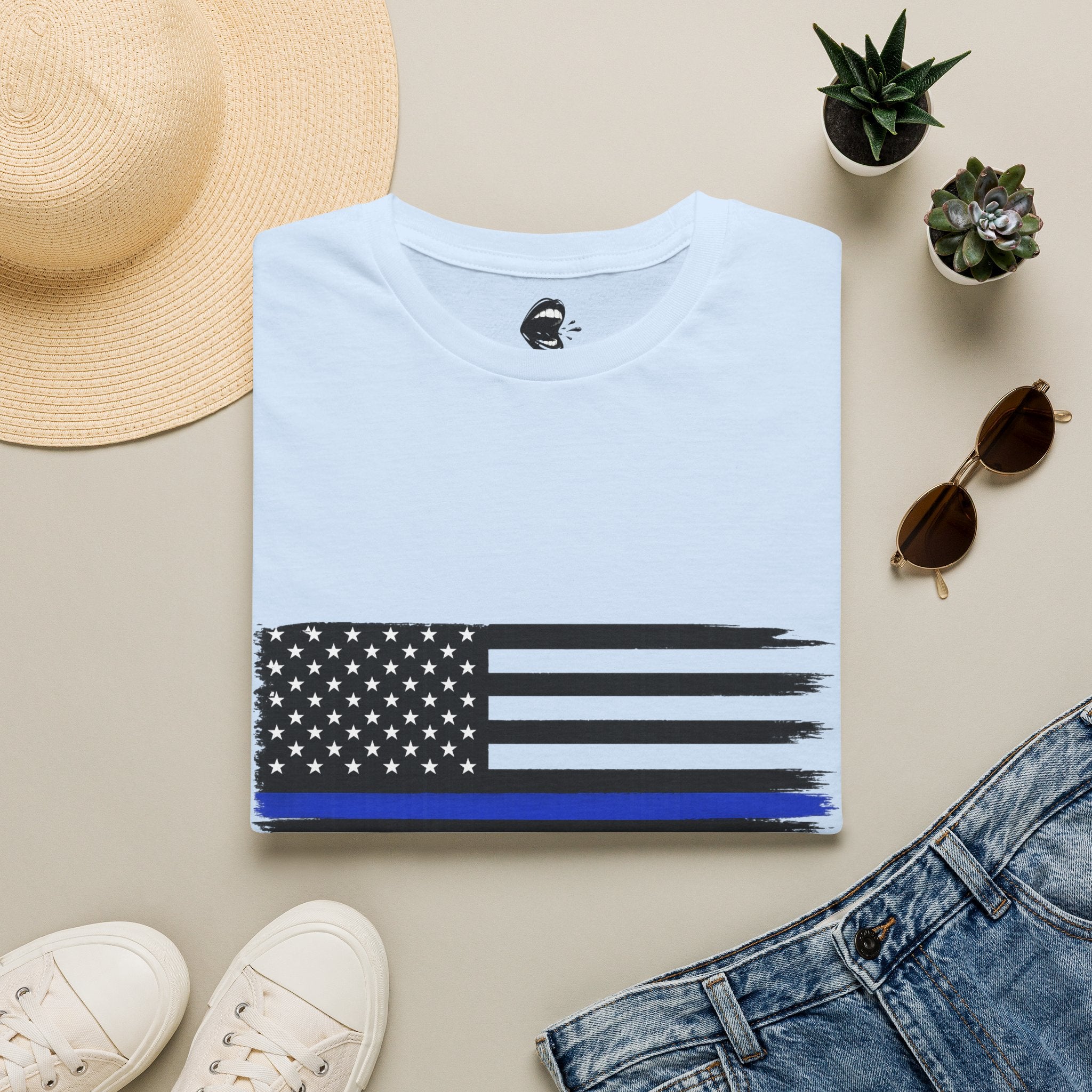 T-Shirt — Thin Blue Line American Flag "Back The Blue" Patrol Tee