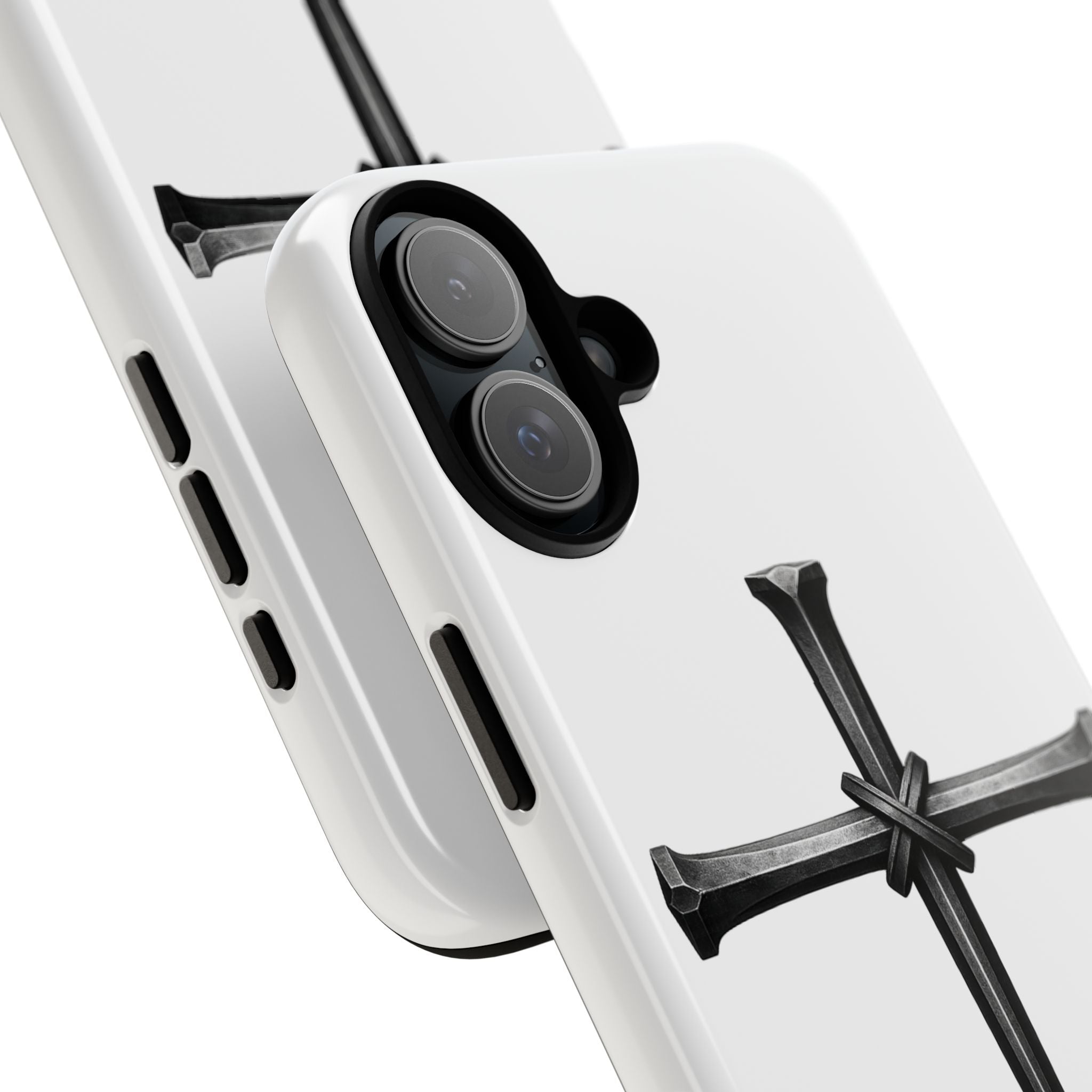 Nail Cross Tough Phone Case – Minimal Gothic Christian Armor for Samsung & iPhone