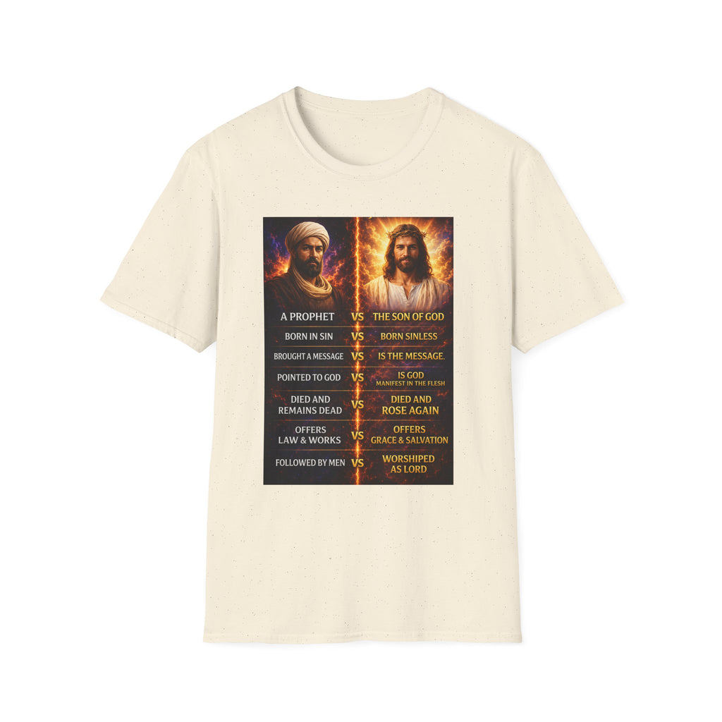 Religious Comparison Graphic Tee — 'A Prophet vs The Son of God'