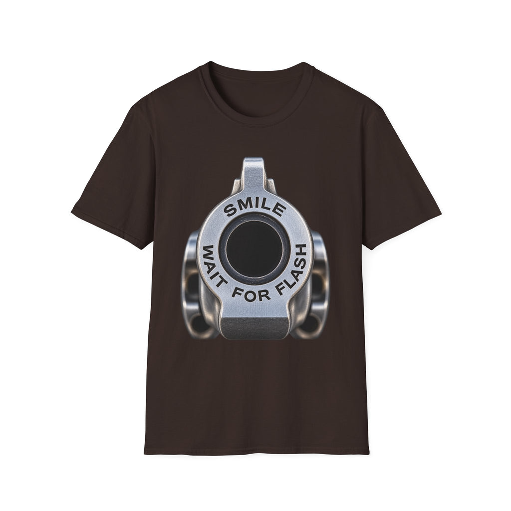 T-Shirt — 'Smile Wait For Flash' Camera Shutter Graphic