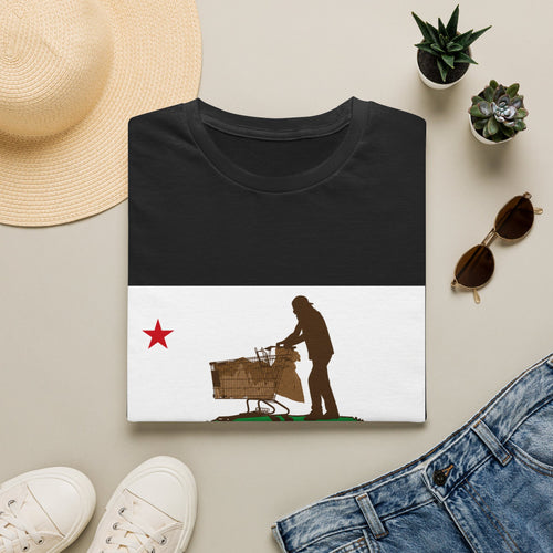 California Republic Grocery Cart T-Shirt — Funny State Flag Design