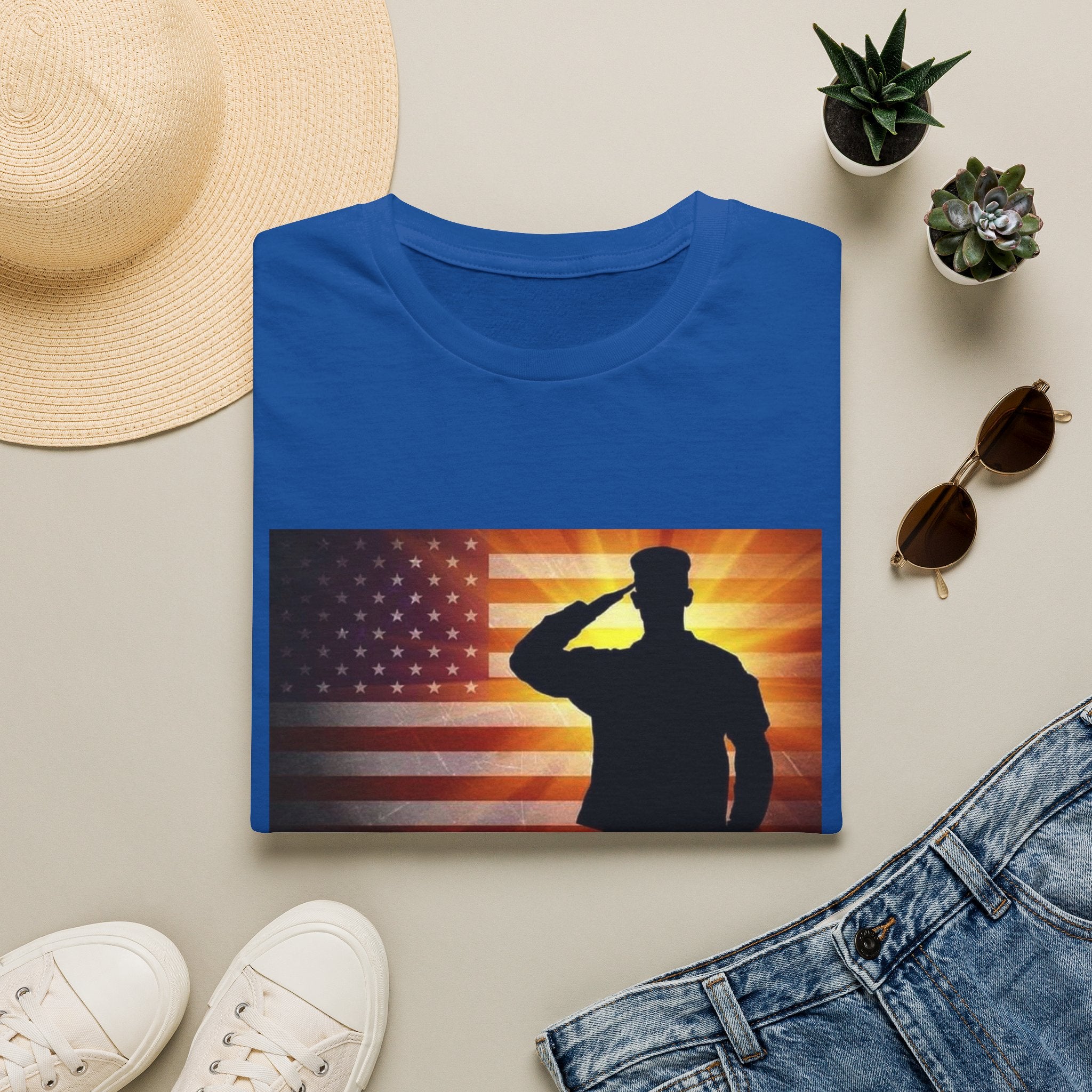 Military Salute T-Shirt — American Flag Veteran Tribute Tee