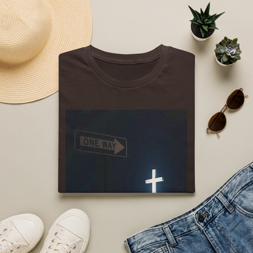 Christian Cross T-Shirt - One Way Street Sign Faith Tee