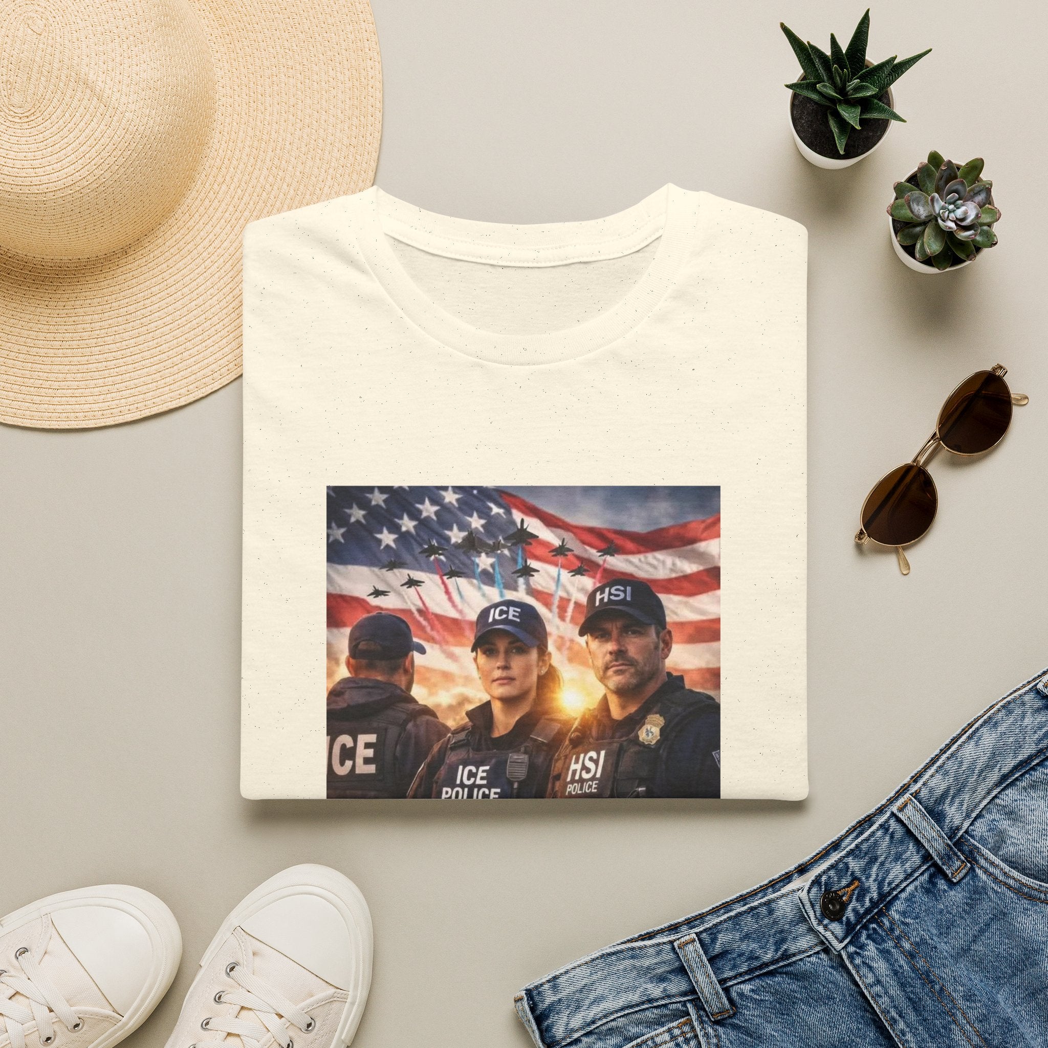 Police Tribute T-Shirt — "Thank You Police" American Flag Design