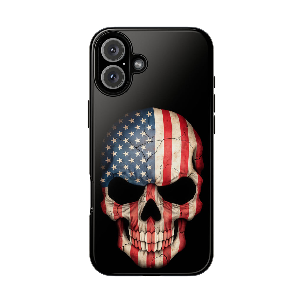 American Flag Skull Phone Case - Patriotic Tough Protective Cover
