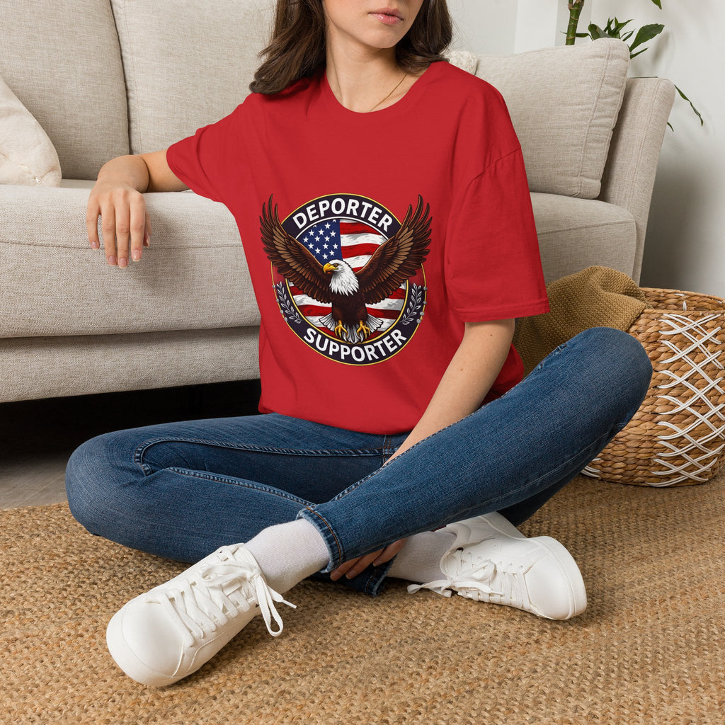 Deporter Supporter T-Shirt — Patriotic Eagle American Flag Tee