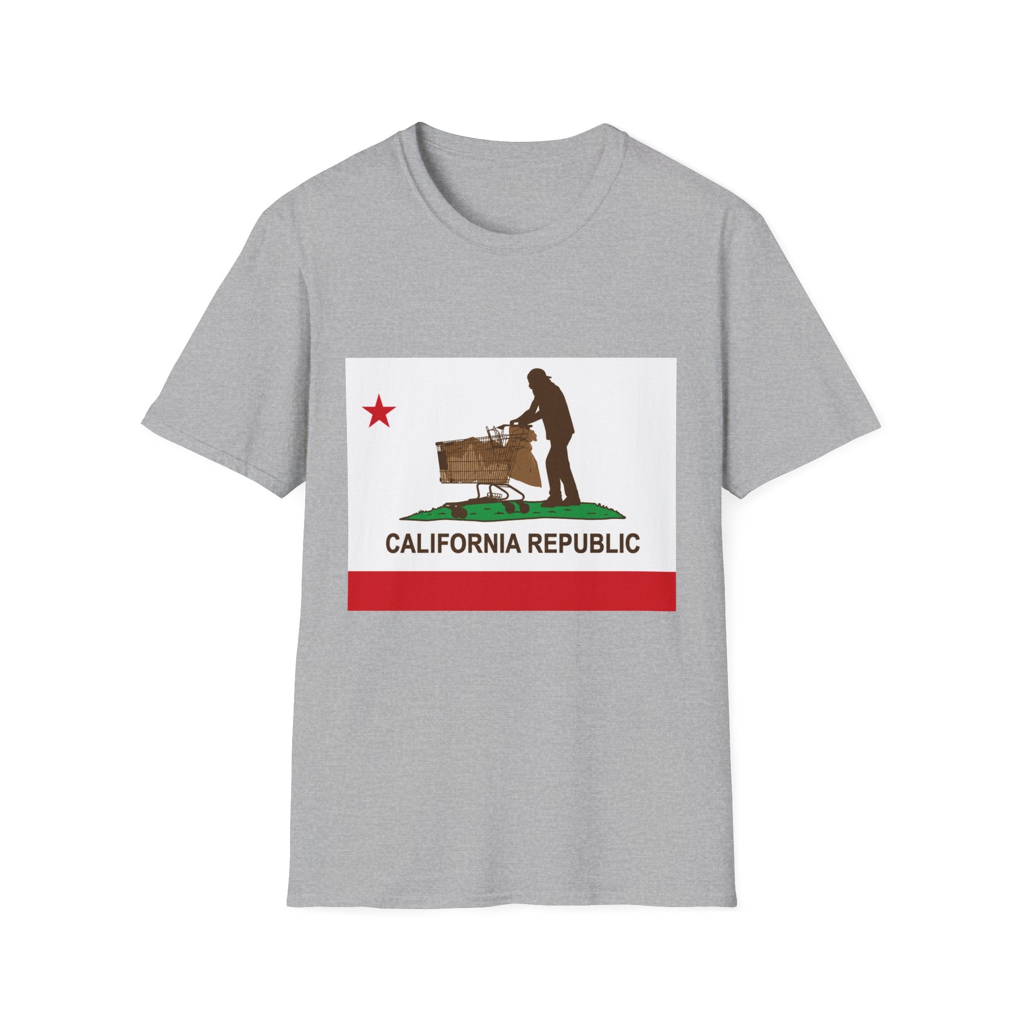 California Republic Grocery Cart T-Shirt — Funny State Flag Design