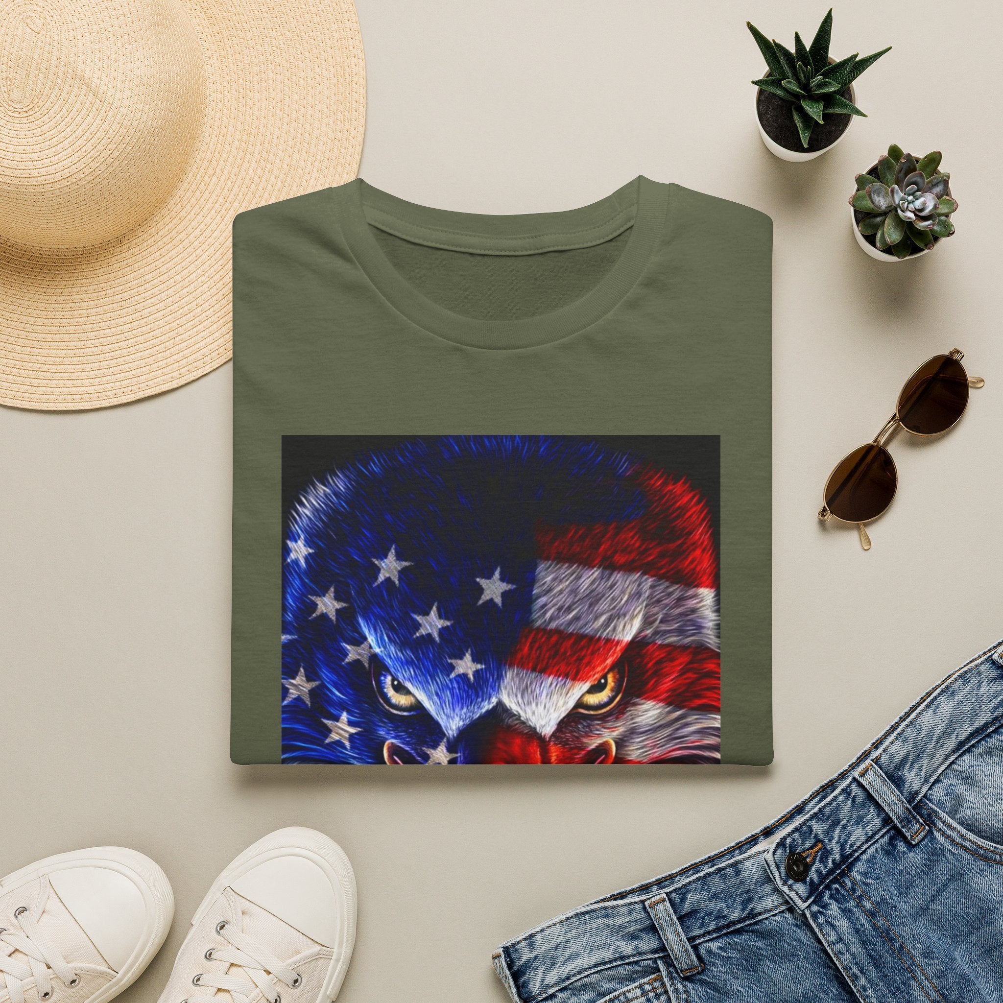 Patriotic Eagle T-Shirt — American Flag Bald Eagle Graphic Tee