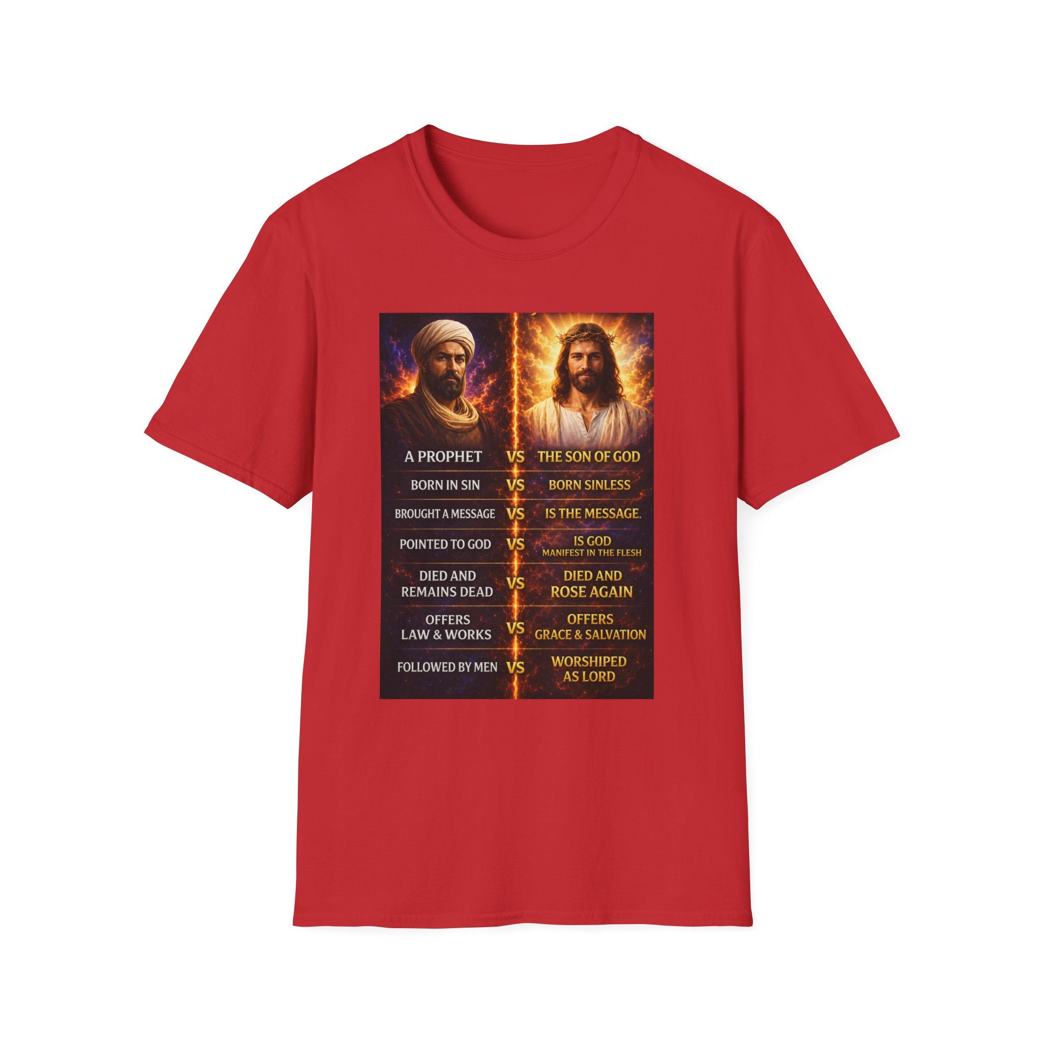 Religious Comparison Graphic Tee — 'A Prophet vs The Son of God'