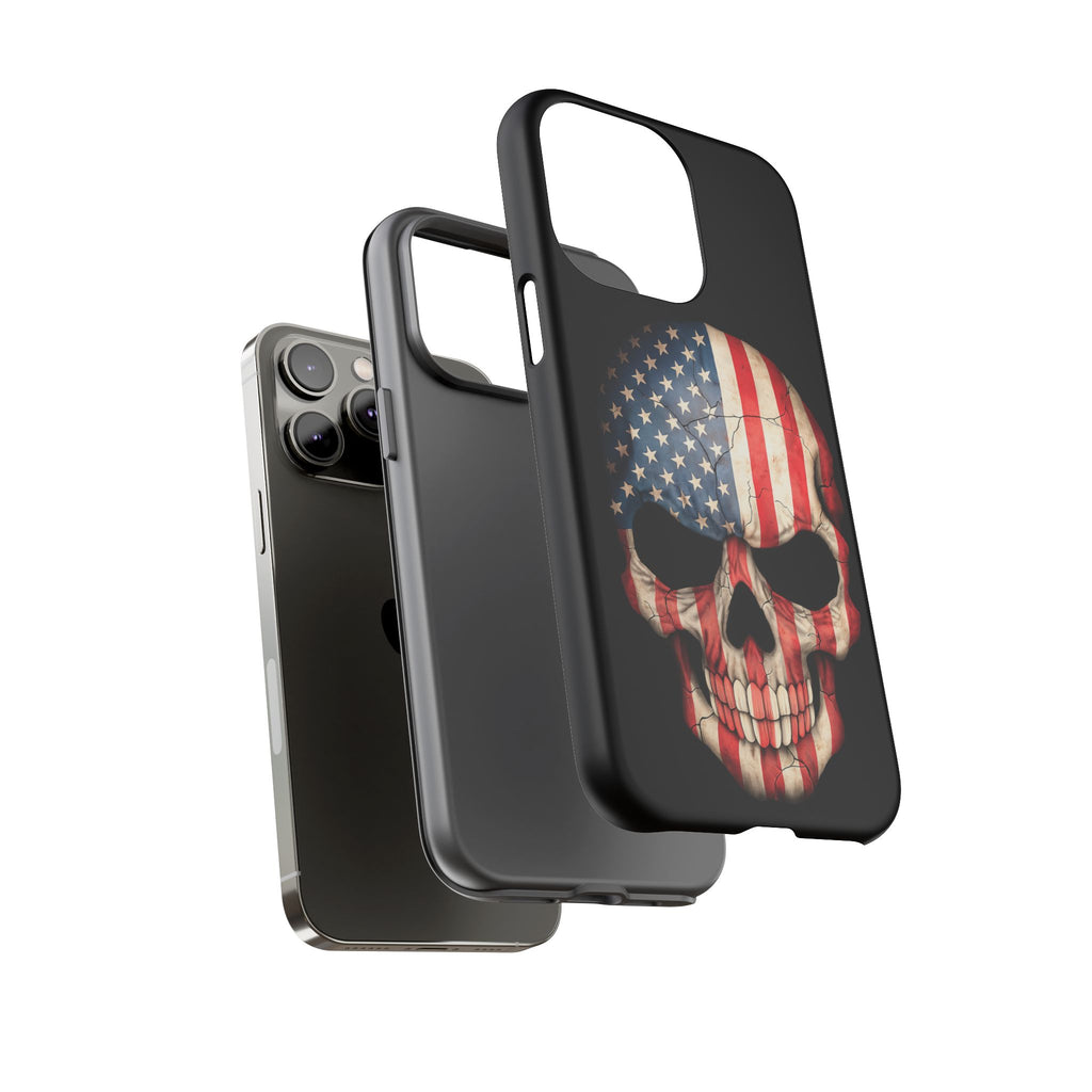 American Flag Skull Phone Case - Patriotic Tough Protective Cover