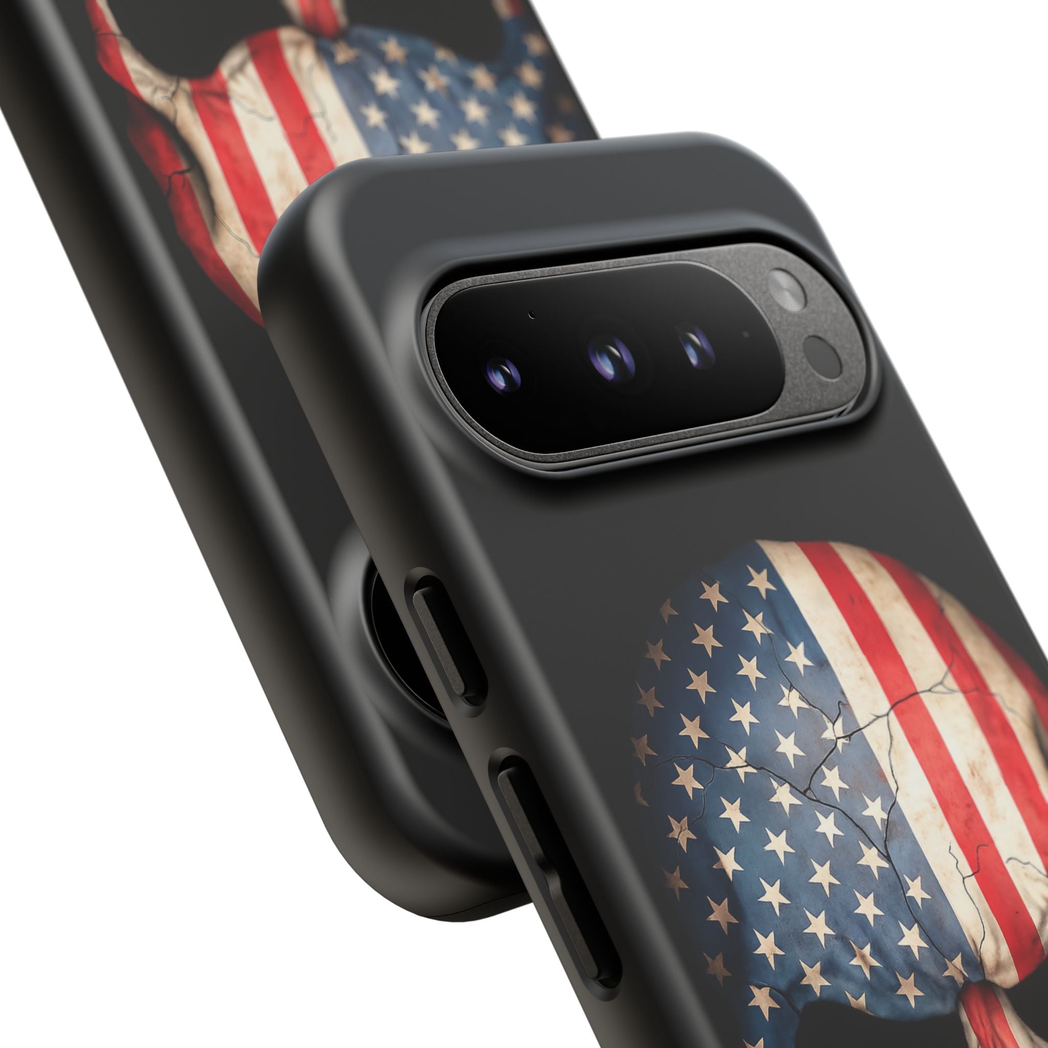 American Flag Skull Phone Case - Patriotic Tough Protective Cover