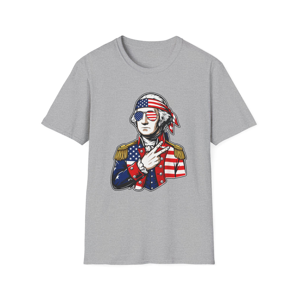 Patriotic George Washington T-Shirt – American Flag Bandana & Shades Tee