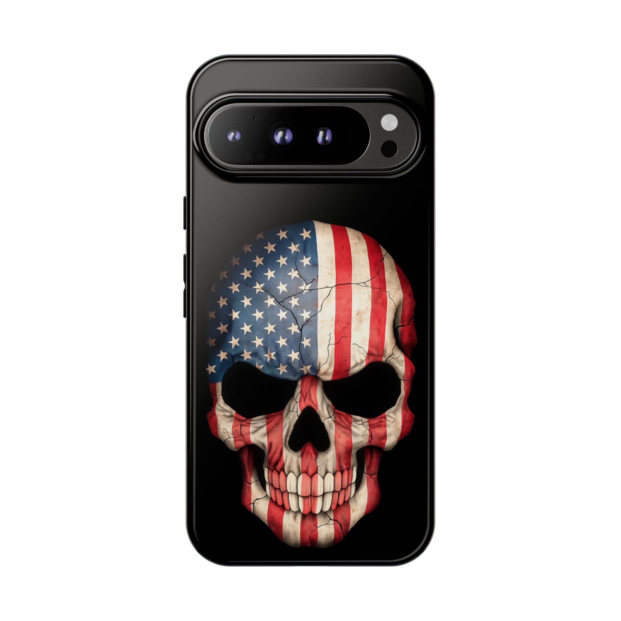 American Flag Skull Phone Case - Patriotic Tough Protective Cover
