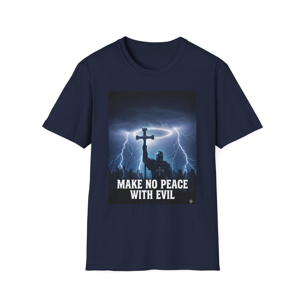 Make No Peace With Evil T-Shirt – Lightning Cross Christian Faith Tee
