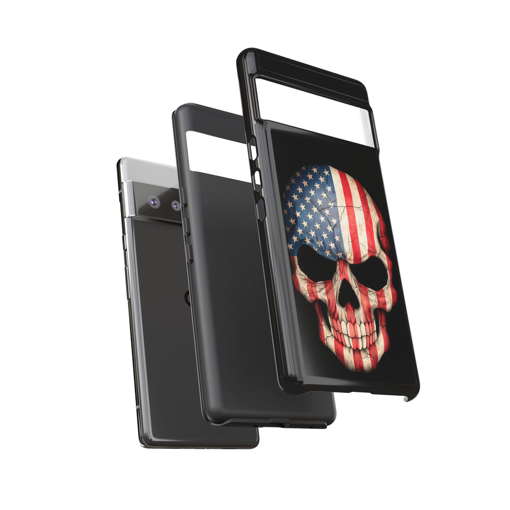 American Flag Skull Phone Case - Patriotic Tough Protective Cover