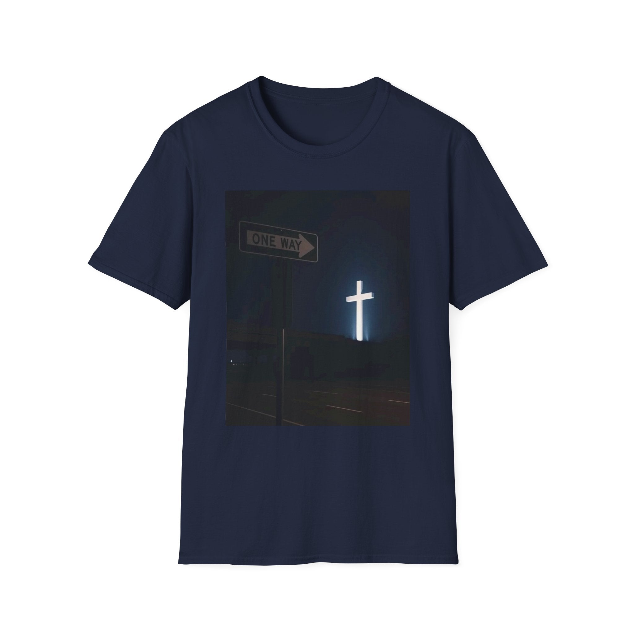 Christian Cross T-Shirt - One Way Street Sign Faith Tee