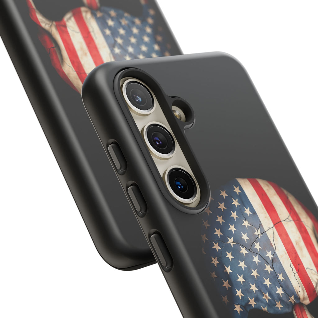American Flag Skull Phone Case - Patriotic Tough Protective Cover