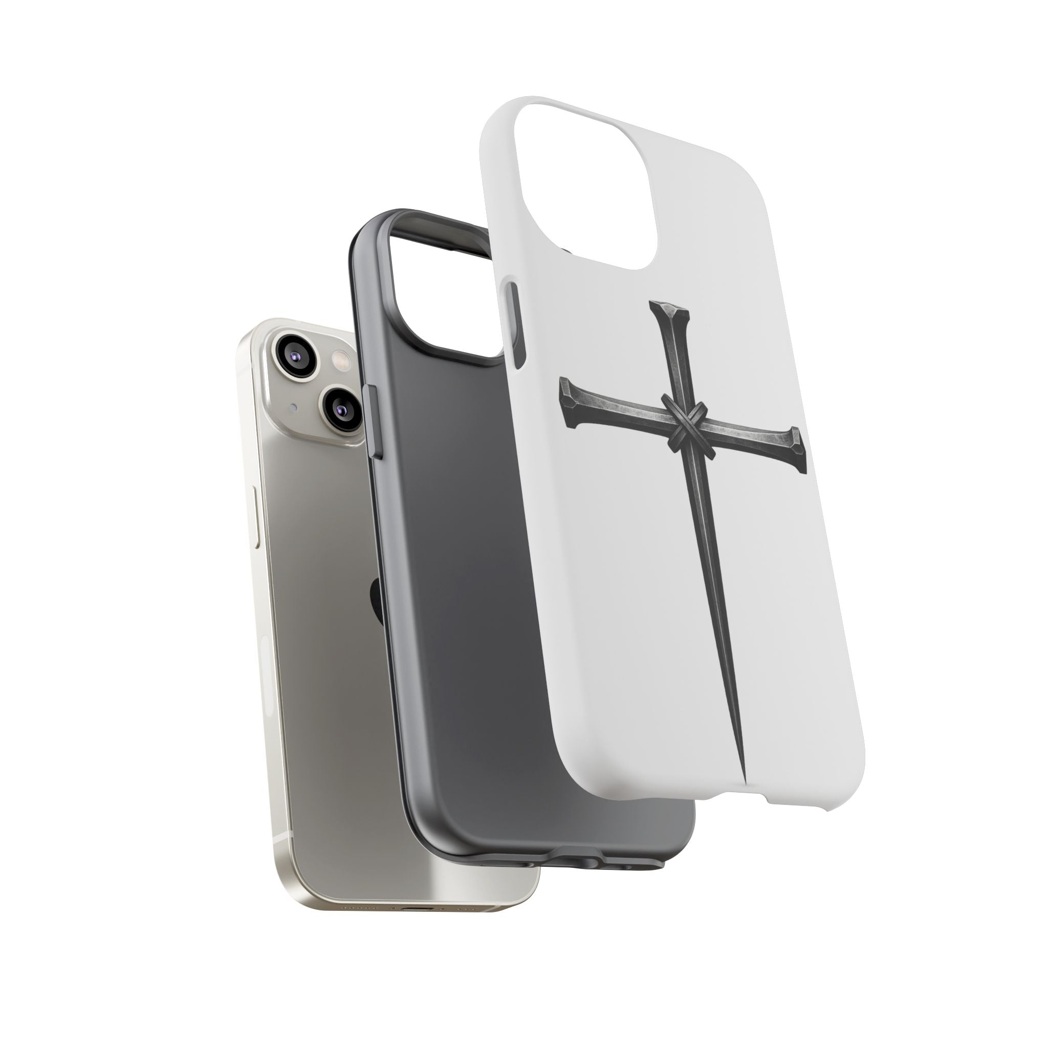 Nail Cross Tough Phone Case – Minimal Gothic Christian Armor for Samsung & iPhone