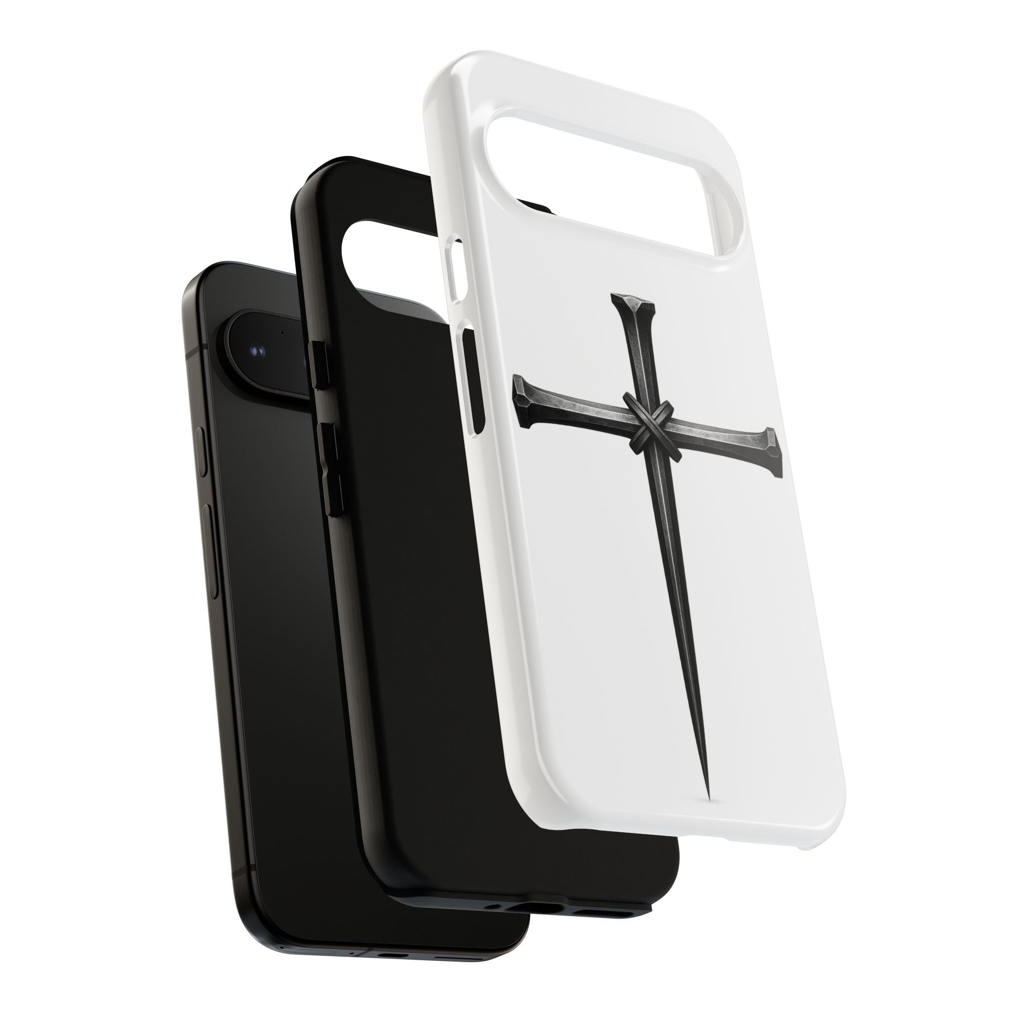 Nail Cross Tough Phone Case – Minimal Gothic Christian Armor for Samsung & iPhone