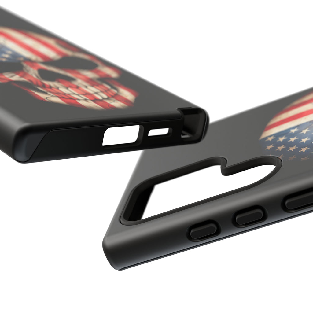 American Flag Skull Phone Case - Patriotic Tough Protective Cover