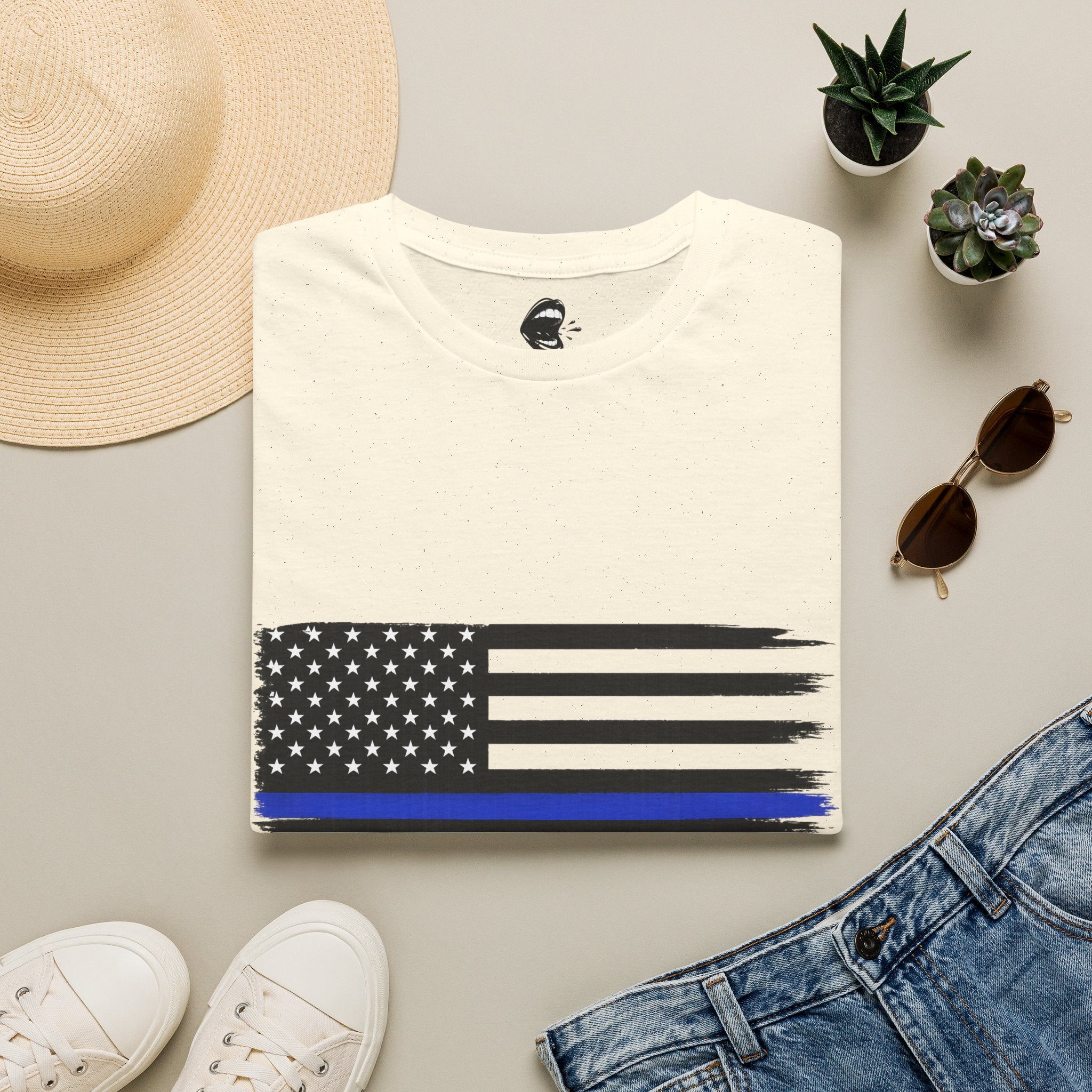 T-Shirt — Thin Blue Line American Flag "Back The Blue" Patrol Tee