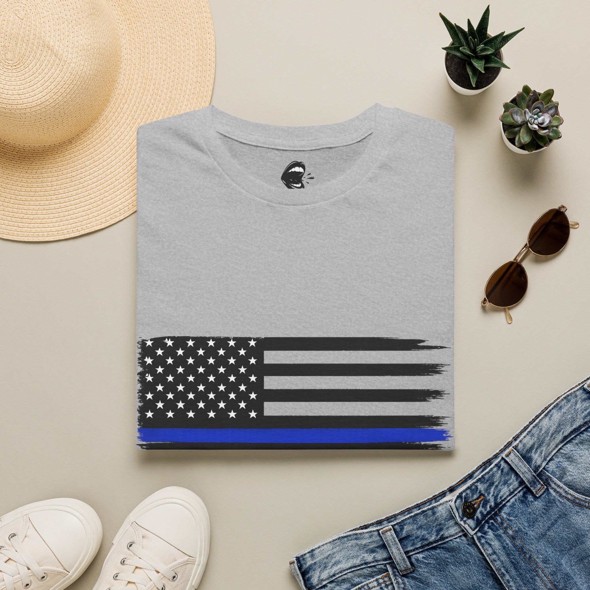 T-Shirt — Thin Blue Line American Flag "Back The Blue" Patrol Tee