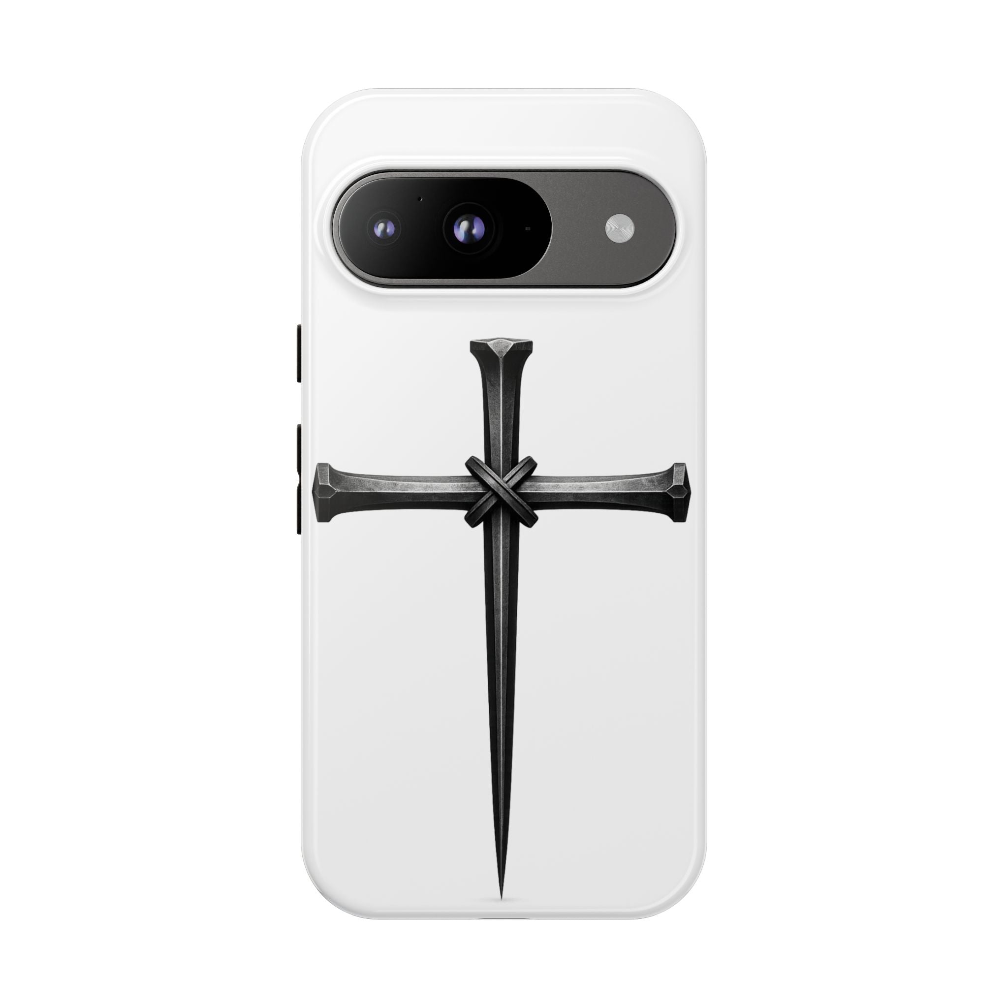 Nail Cross Tough Phone Case – Minimal Gothic Christian Armor for Samsung & iPhone