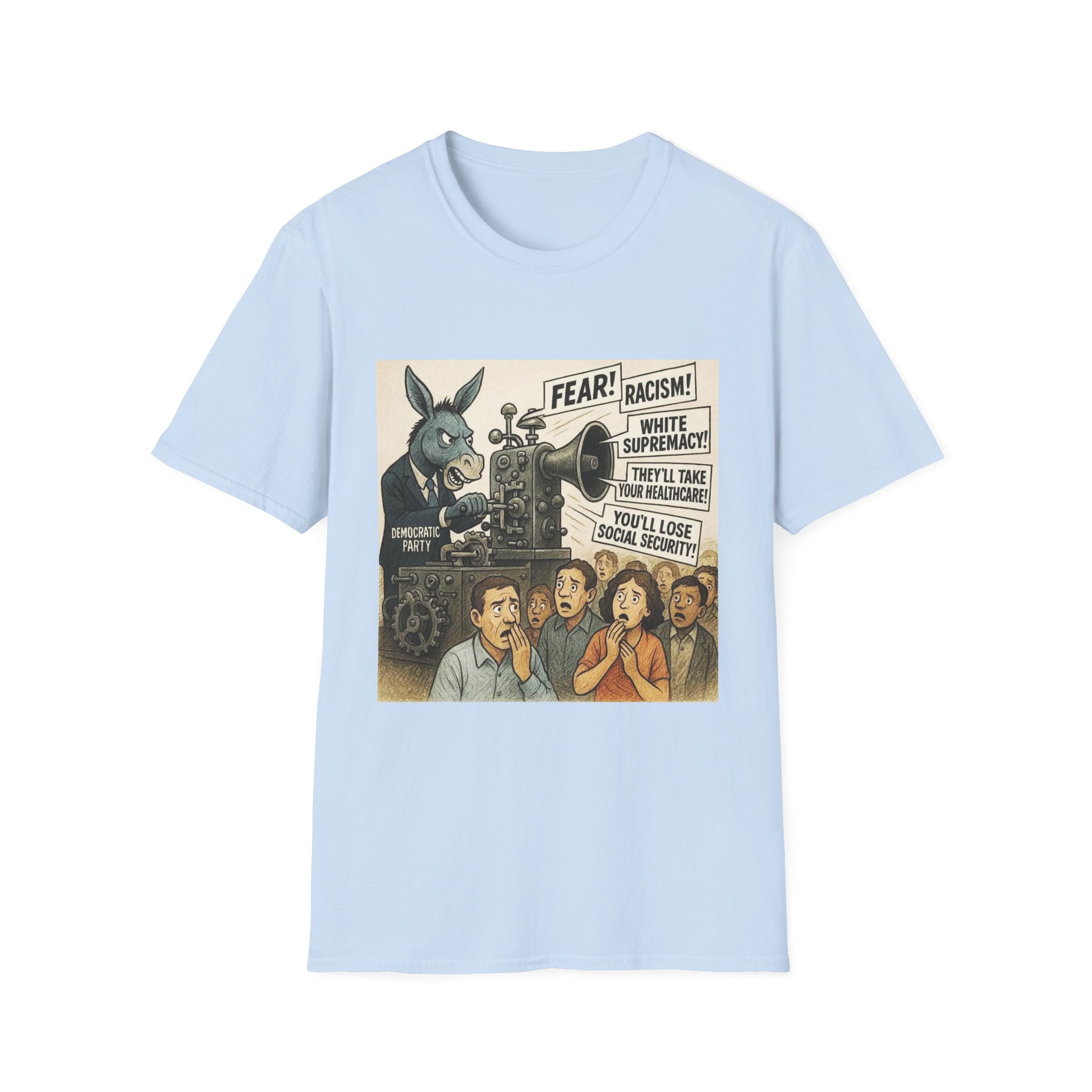 Graphic T-Shirt — Vintage Political Cartoon ‘Fear! Racism! White Supremacy!’