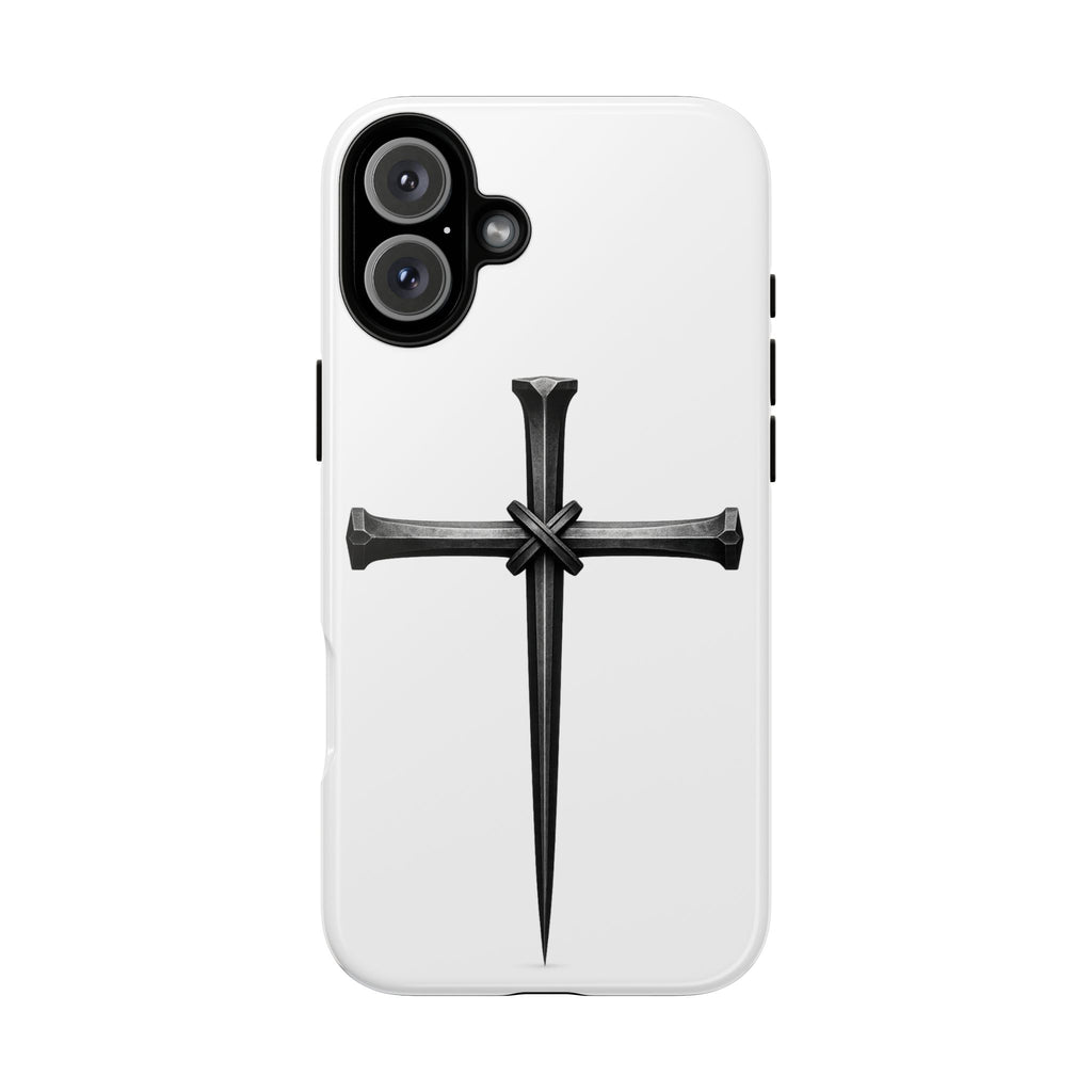 Nail Cross Tough Phone Case – Minimal Gothic Christian Armor for Samsung & iPhone