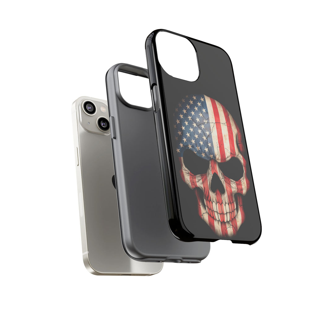 American Flag Skull Phone Case - Patriotic Tough Protective Cover