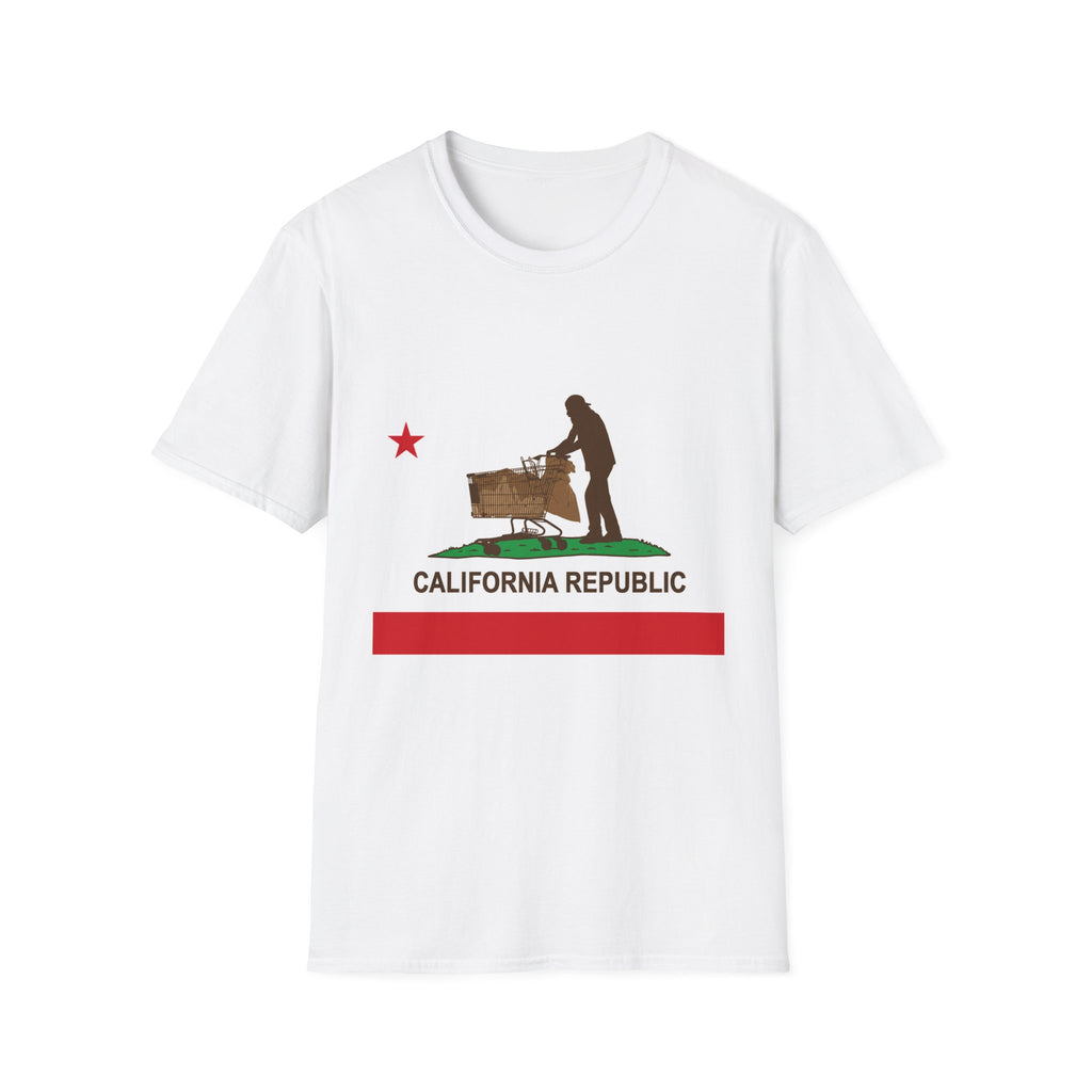 California Republic Grocery Cart T-Shirt — Funny State Flag Design