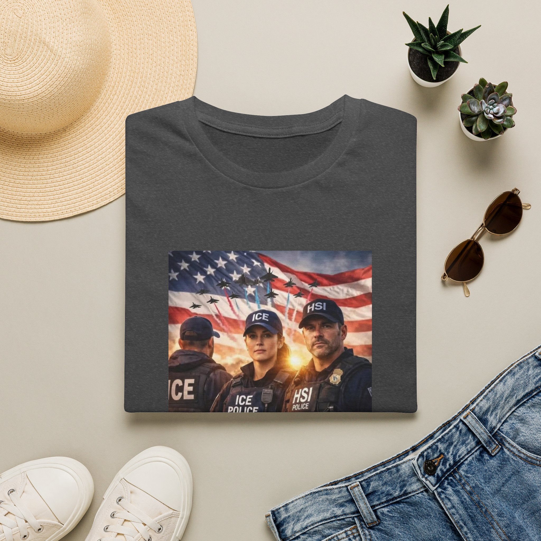 Police Tribute T-Shirt — "Thank You Police" American Flag Design