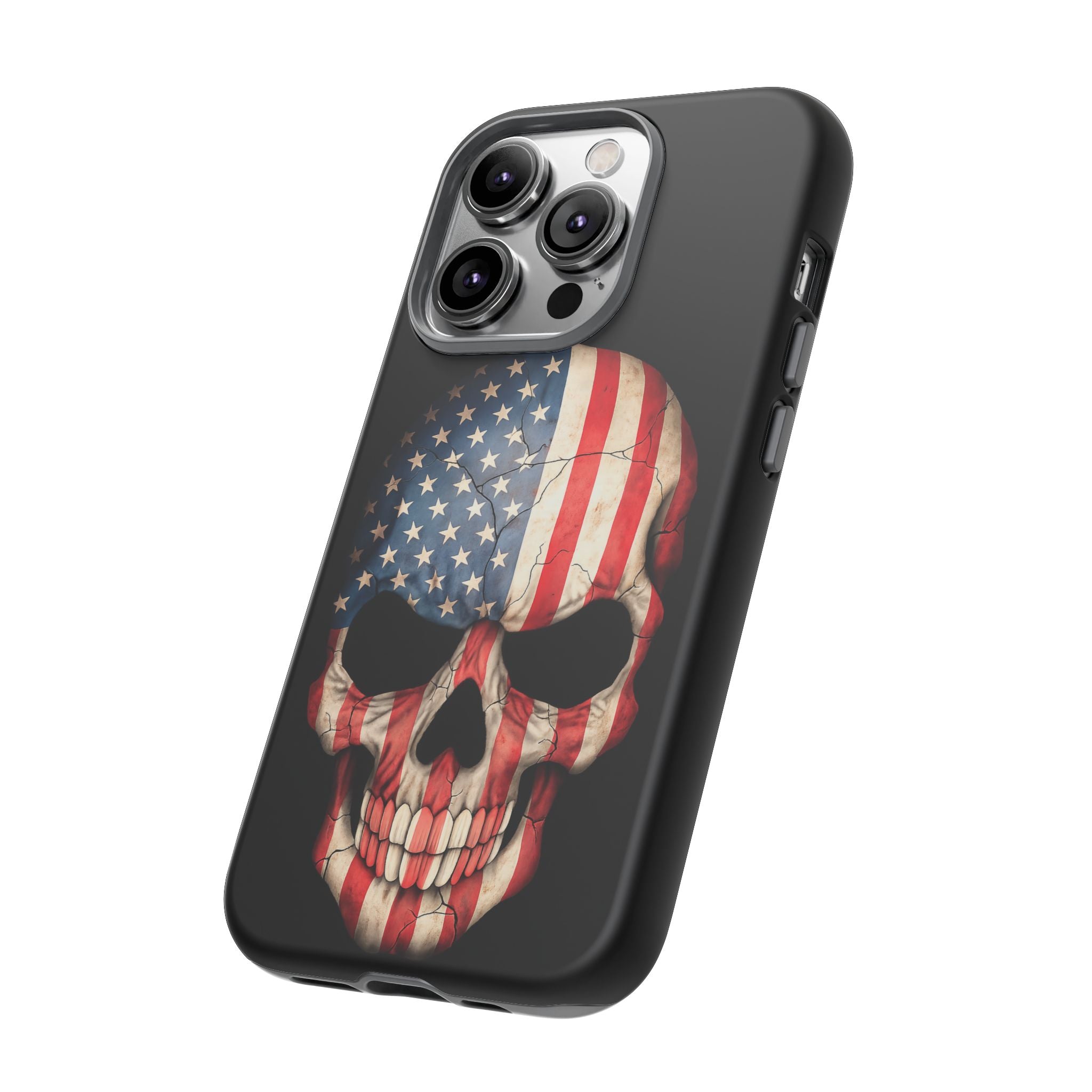 American Flag Skull Phone Case - Patriotic Tough Protective Cover