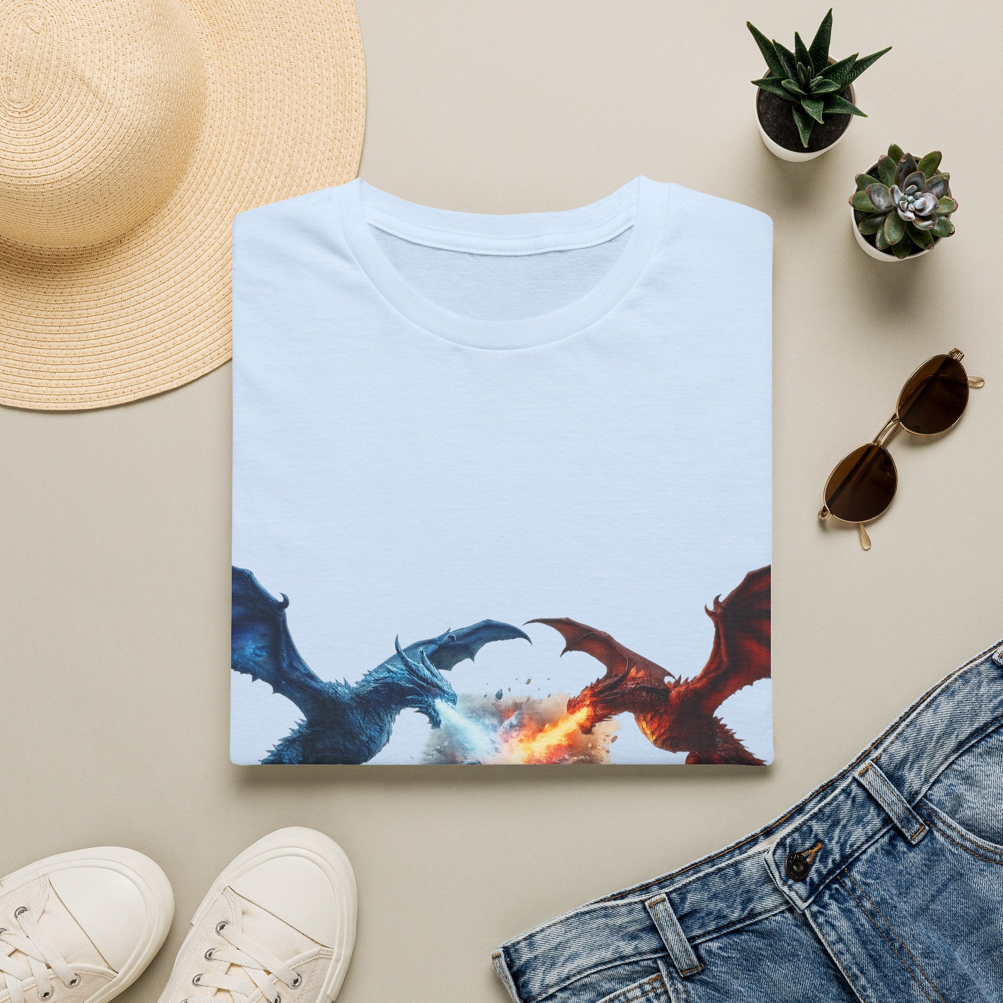 Dragon Duel T-Shirt — Fire vs Ice- Wyverns Graphic Tee