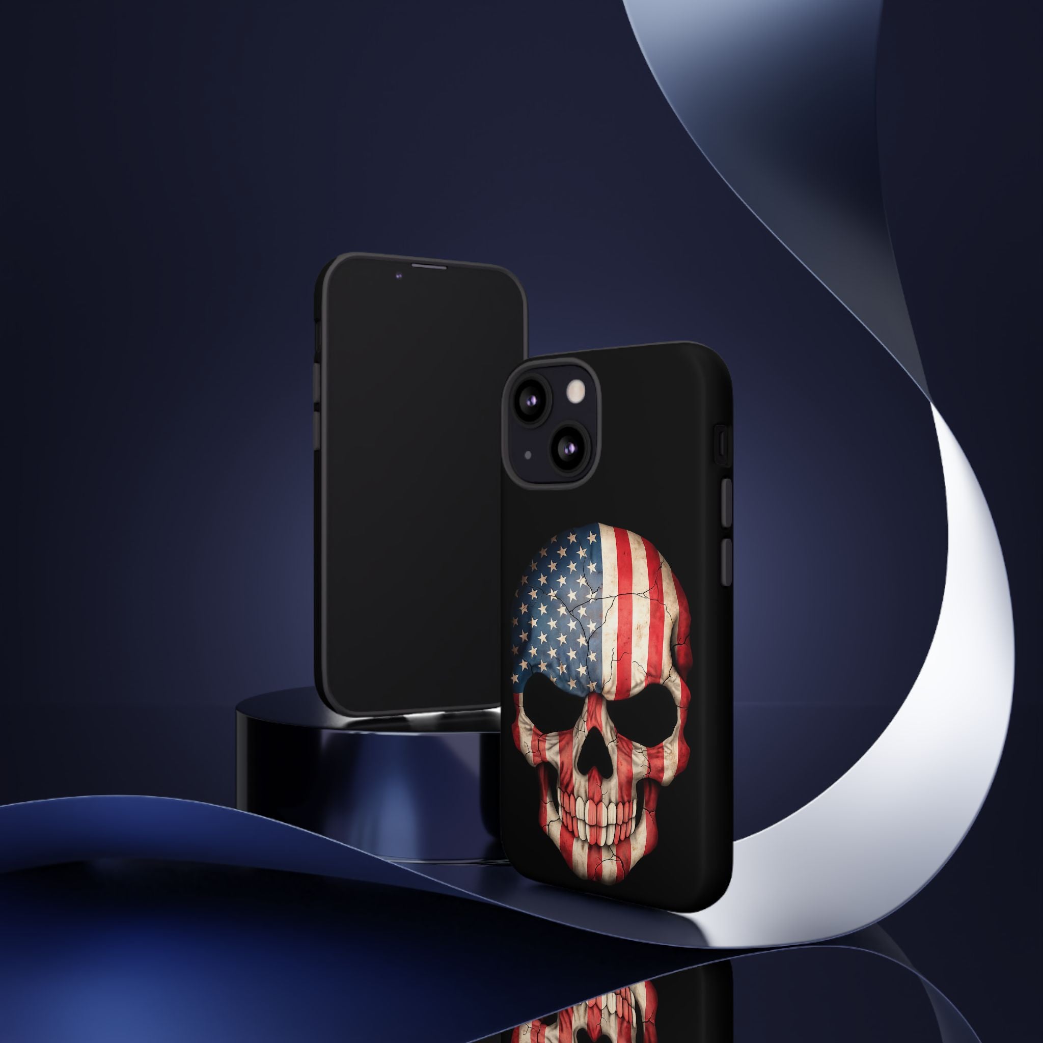 American Flag Skull Phone Case - Patriotic Tough Protective Cover