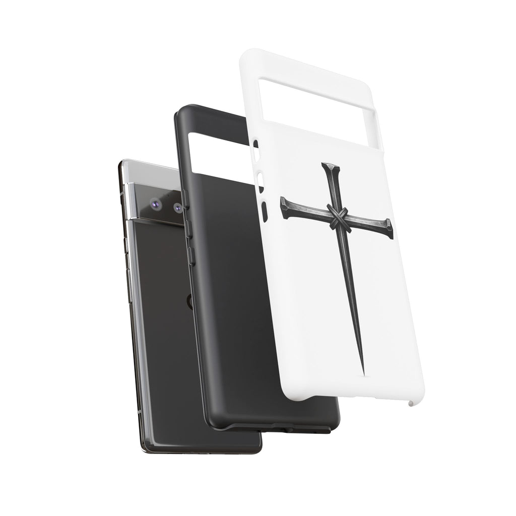 Nail Cross Tough Phone Case – Minimal Gothic Christian Armor for Samsung & iPhone