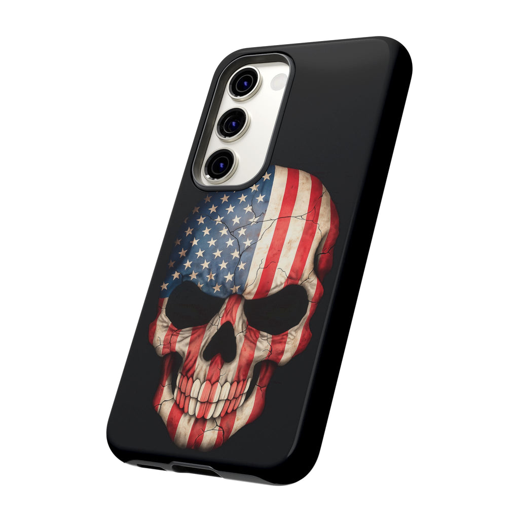 American Flag Skull Phone Case - Patriotic Tough Protective Cover