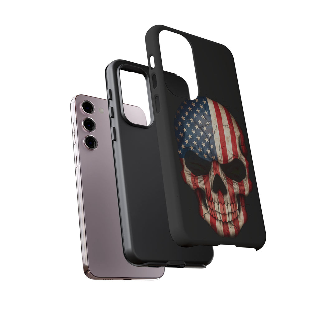 American Flag Skull Phone Case - Patriotic Tough Protective Cover