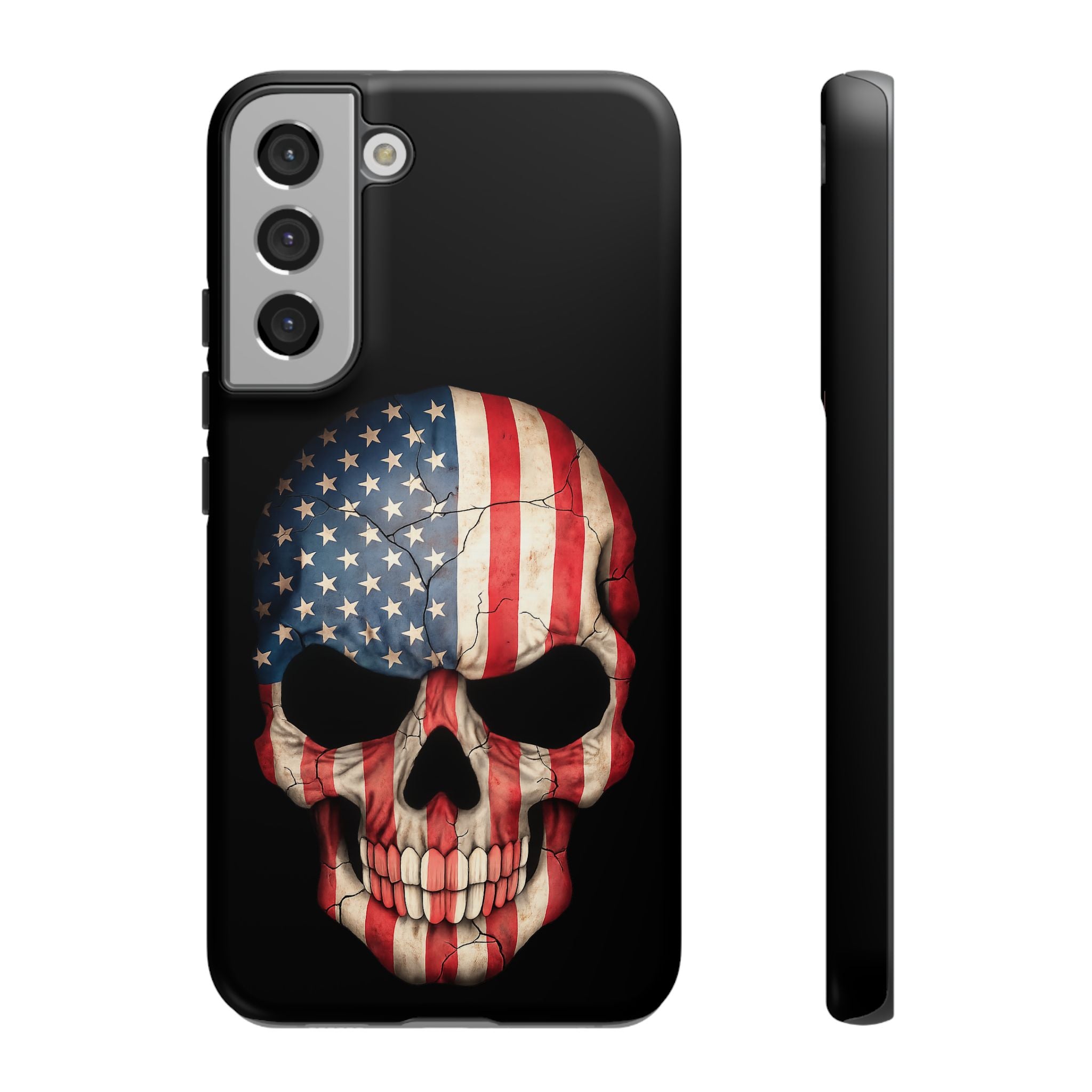 American Flag Skull Phone Case - Patriotic Tough Protective Cover