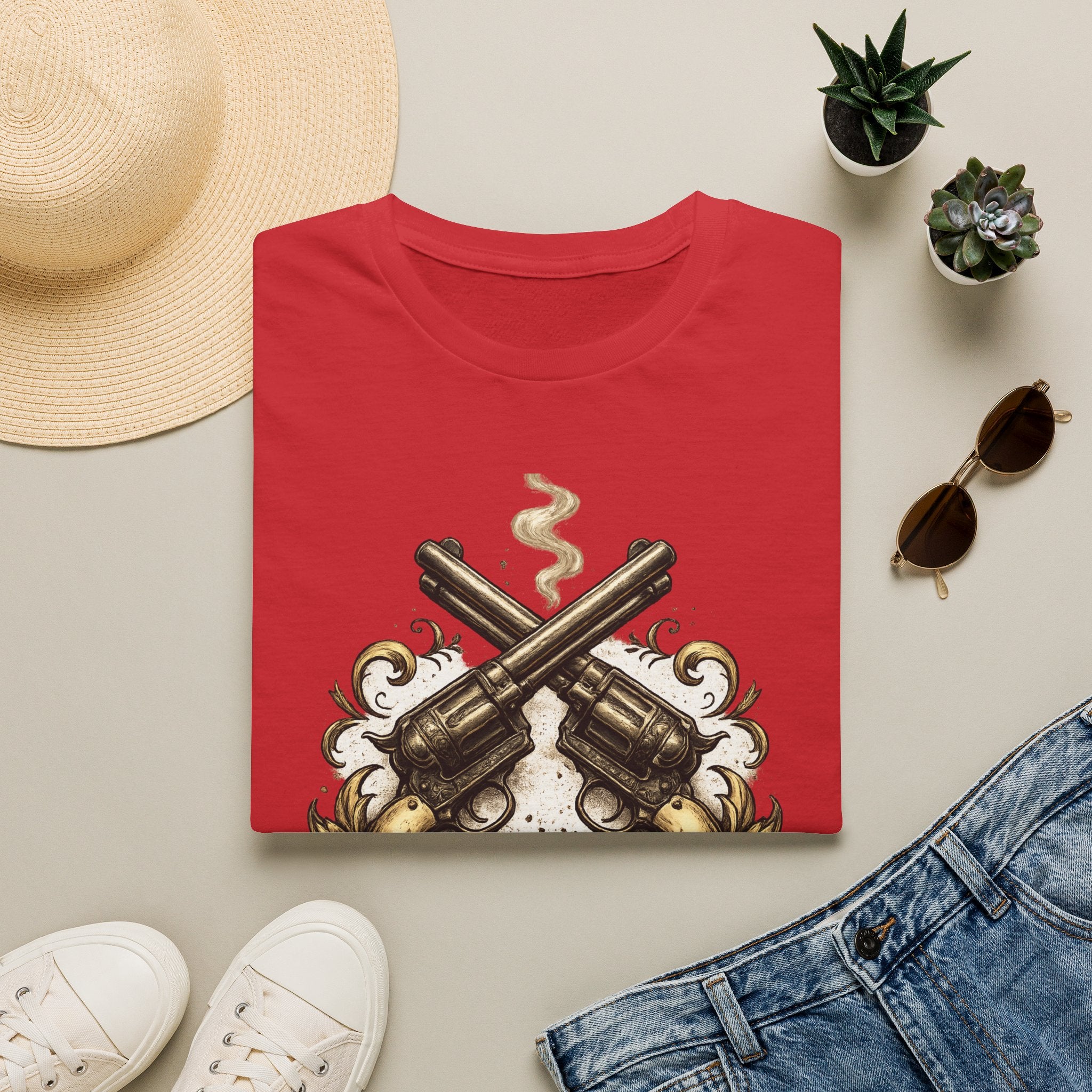 Western Revolver T‑Shirt — "Say When" Vintage Gun Graphic