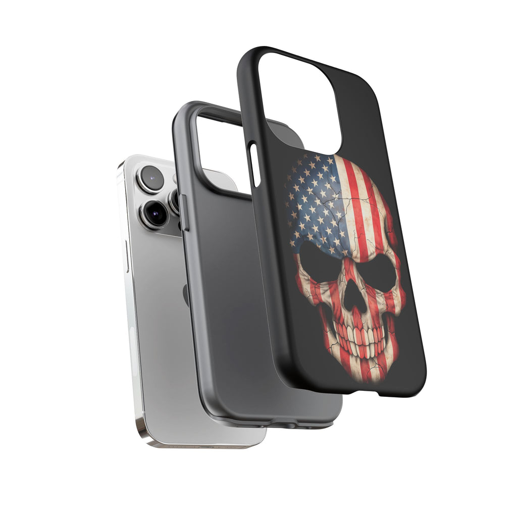 American Flag Skull Phone Case - Patriotic Tough Protective Cover