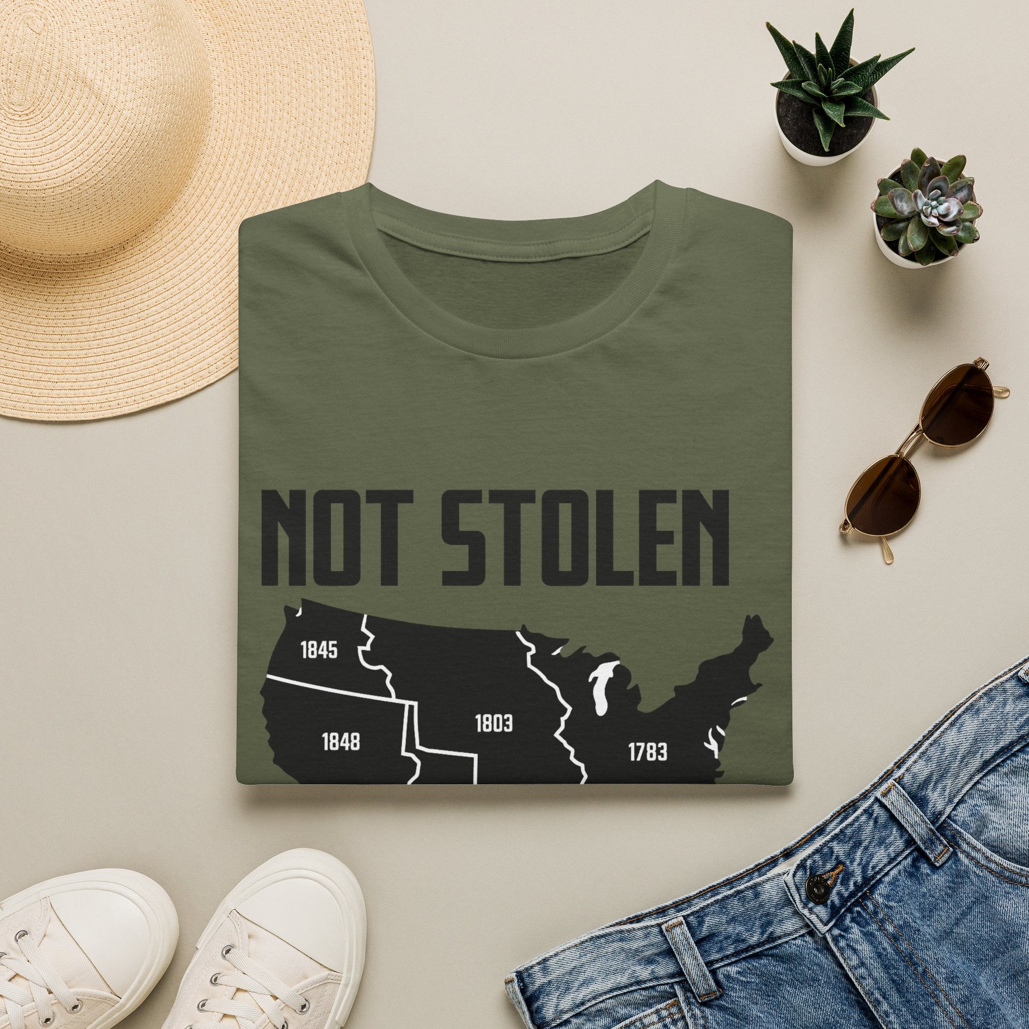 Not Stolen Conquered T‑Shirt — Historical Midwest/Great Plains Map Tee