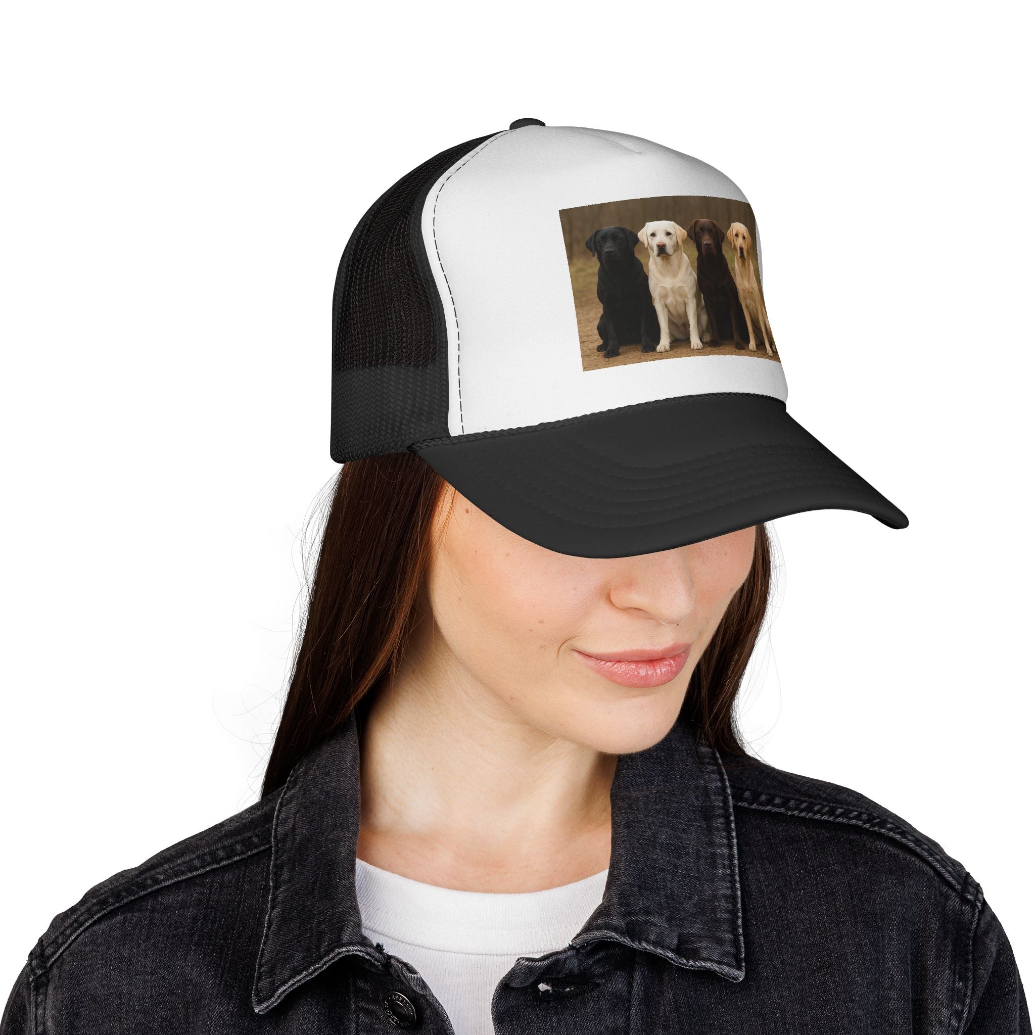 Labrador Trio Trucker Hat - Cute Photo Patch Dog Cap for Dog Lovers