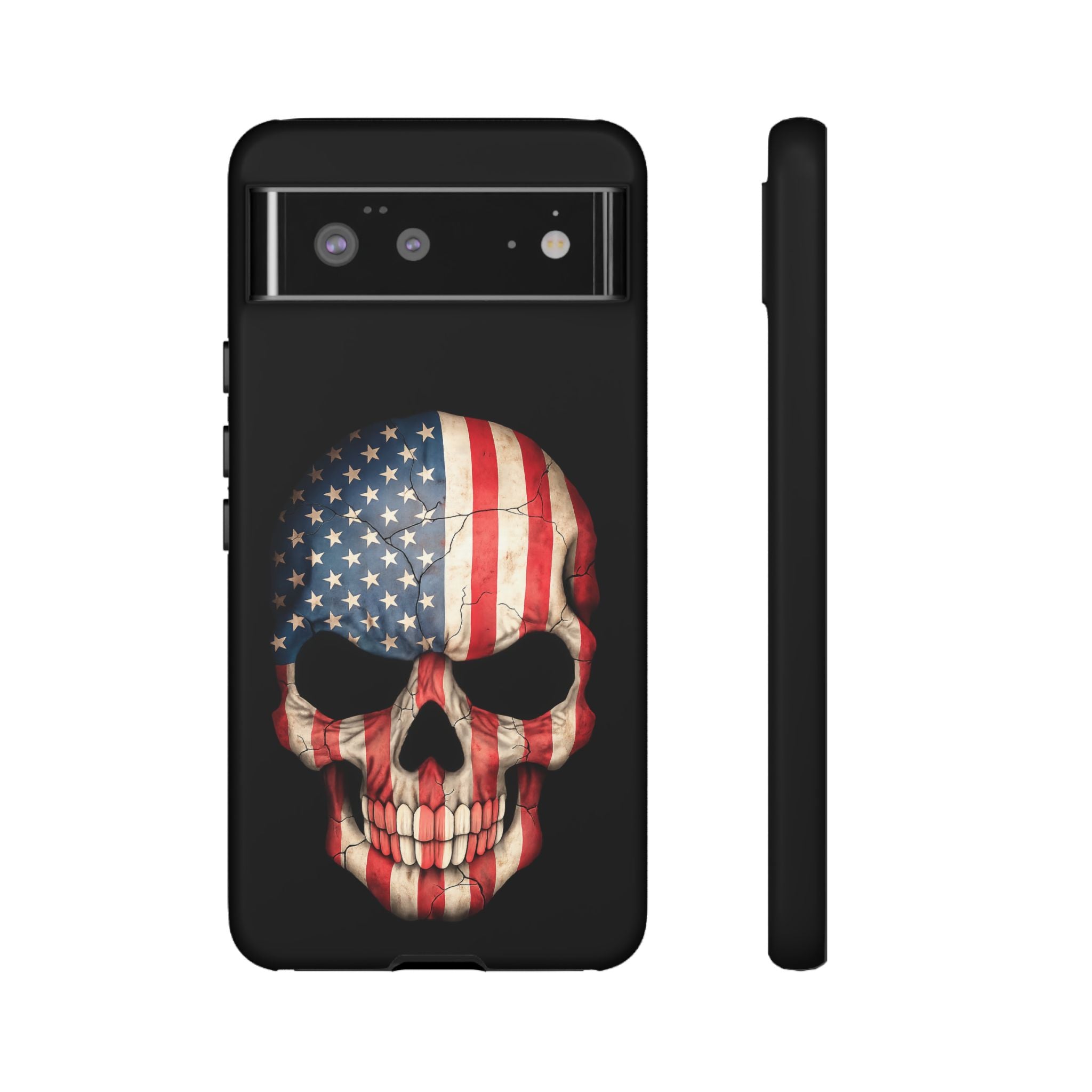 American Flag Skull Phone Case - Patriotic Tough Protective Cover
