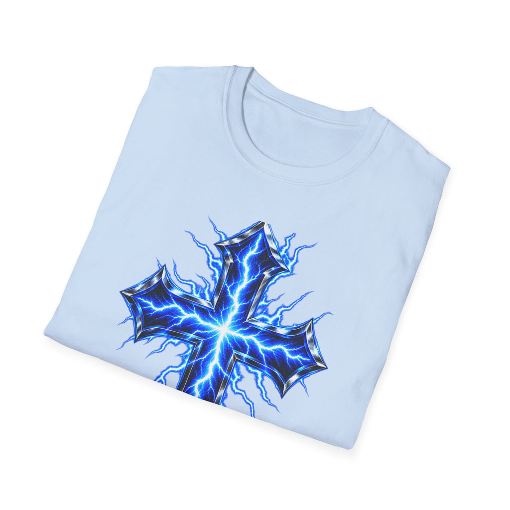 Electric Blue Cross T-Shirt – Lightning Church Graphic Tee