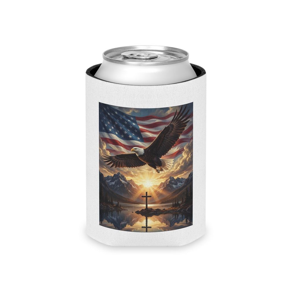 Patriotic Eagle & Cross Can Cooler – American Flag Beer Cooler