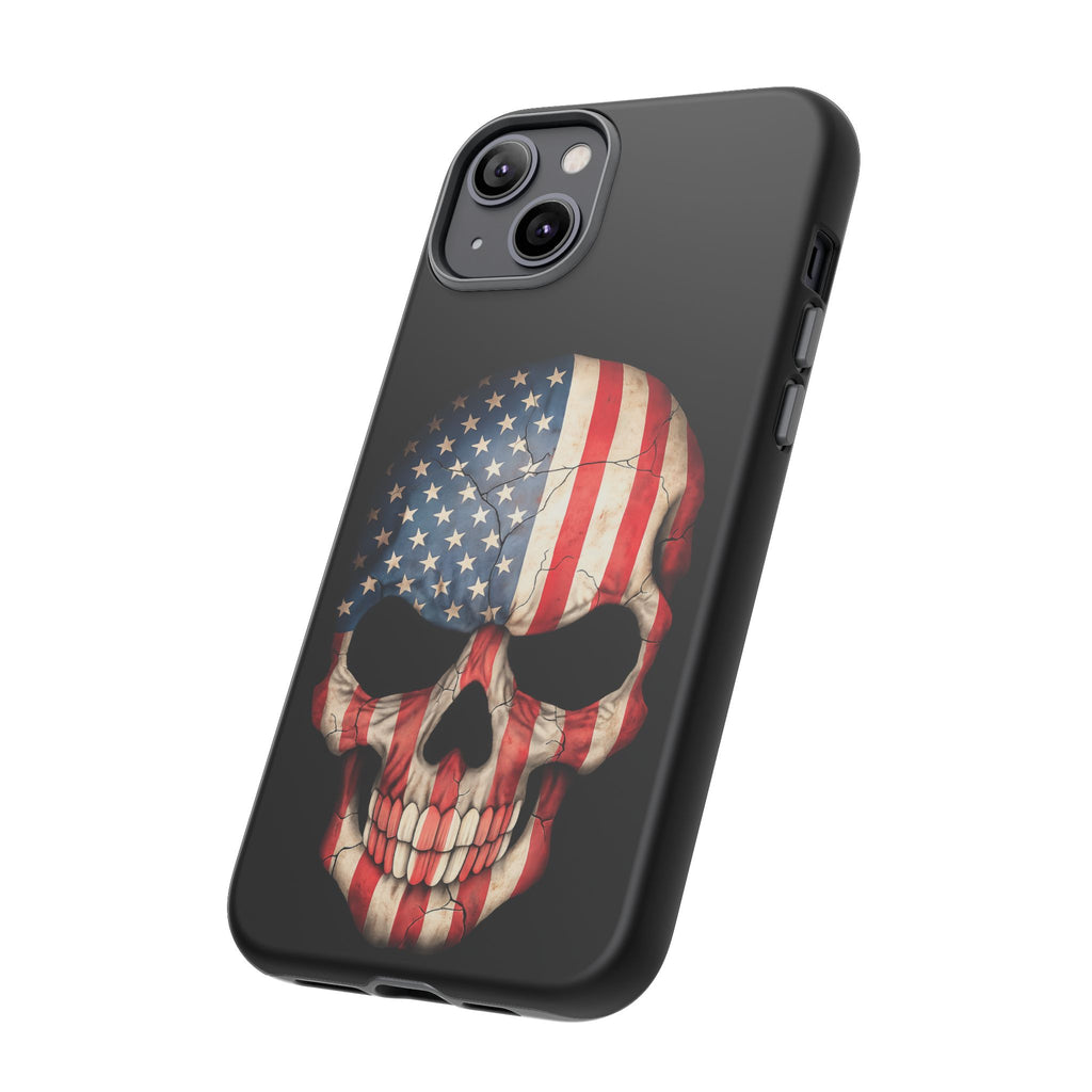 American Flag Skull Phone Case - Patriotic Tough Protective Cover
