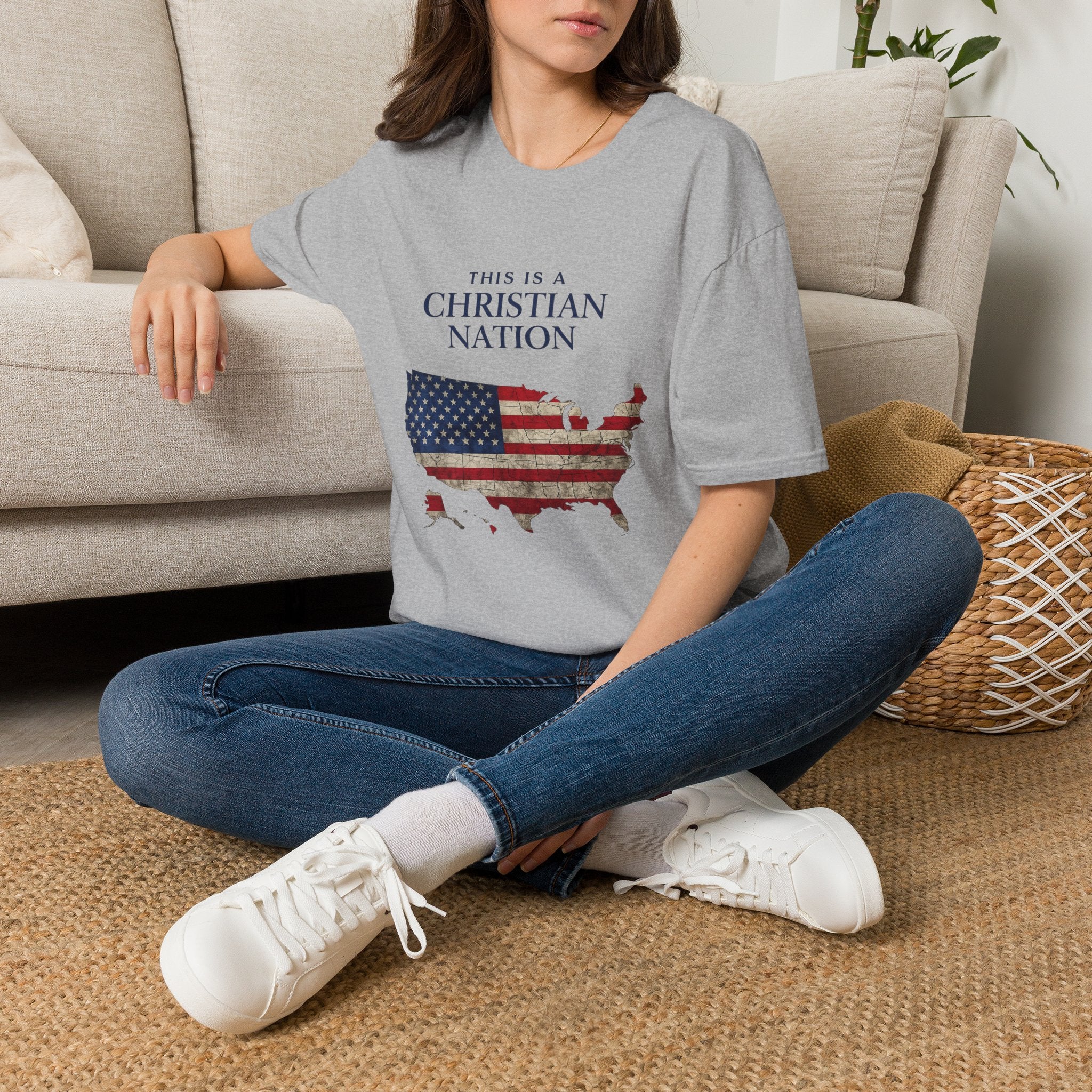 Christian Nation T-Shirt — America Flag Map Graphic