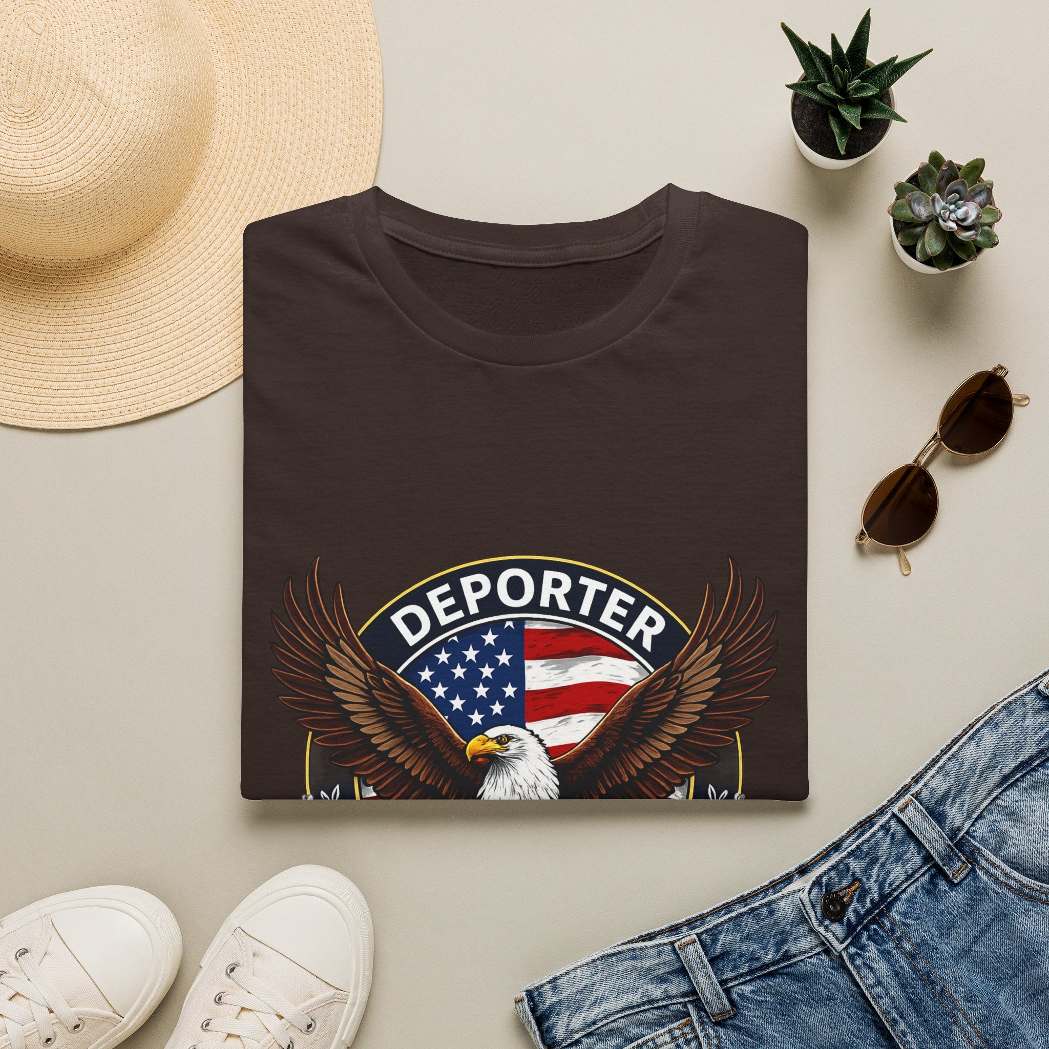 Deporter Supporter T-Shirt — Patriotic Eagle American Flag Tee
